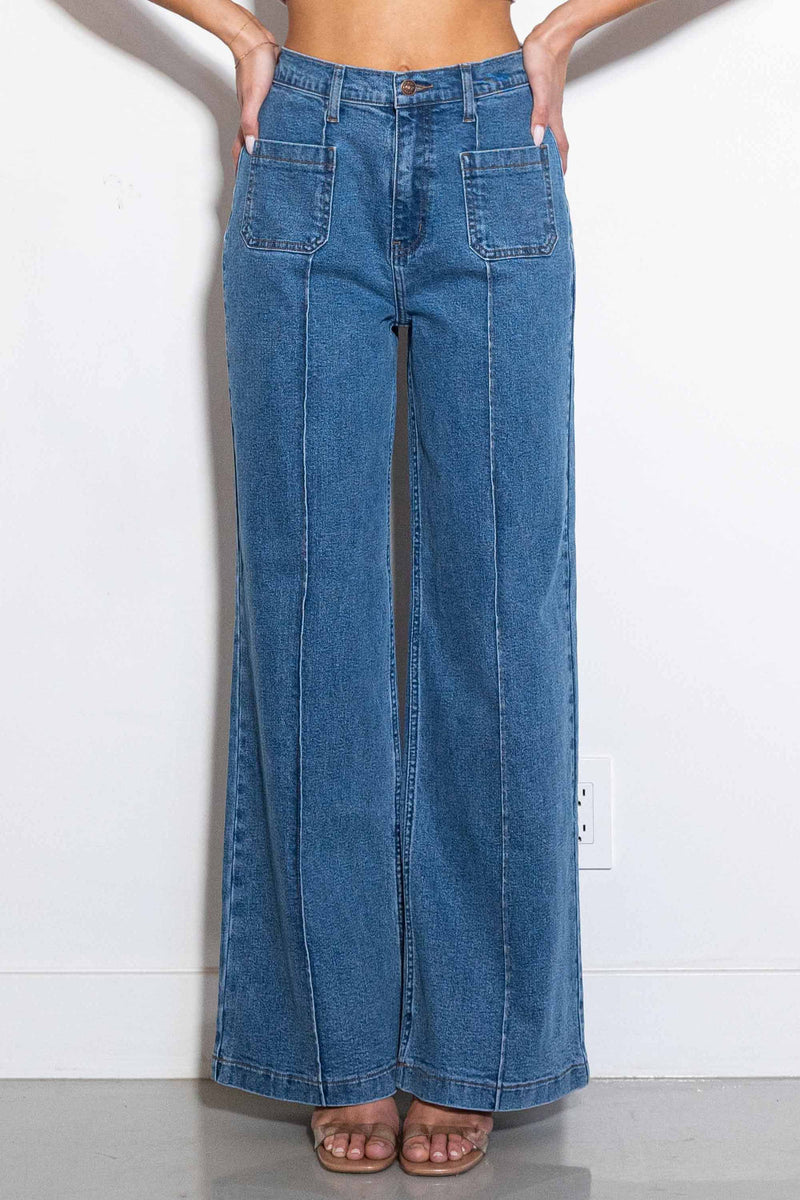 Square Pockets Wide Leg Jeans – Vibrant miu