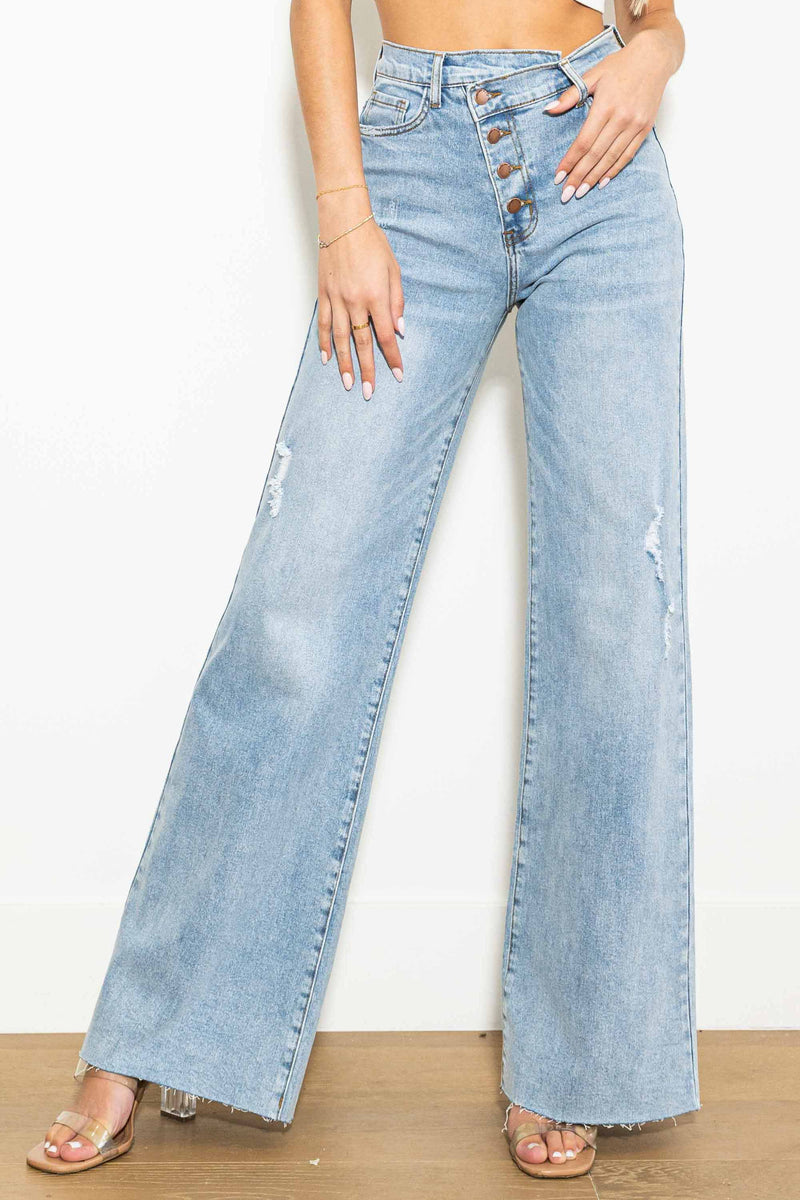 デニム・ジーパン MIU MIU HIGH-WAISTED JEANS IN FLOCKED DENIM MIU MIU | High Rise Flocked Dark Wash Jeans | Women | Lane