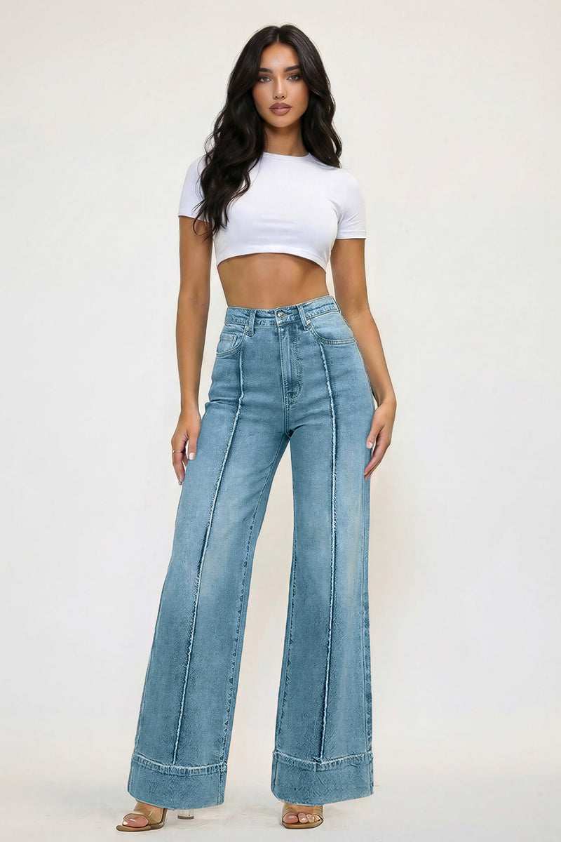 P6277] Wide Leg Jeans With Center Release Pintuck – Vibrant miu