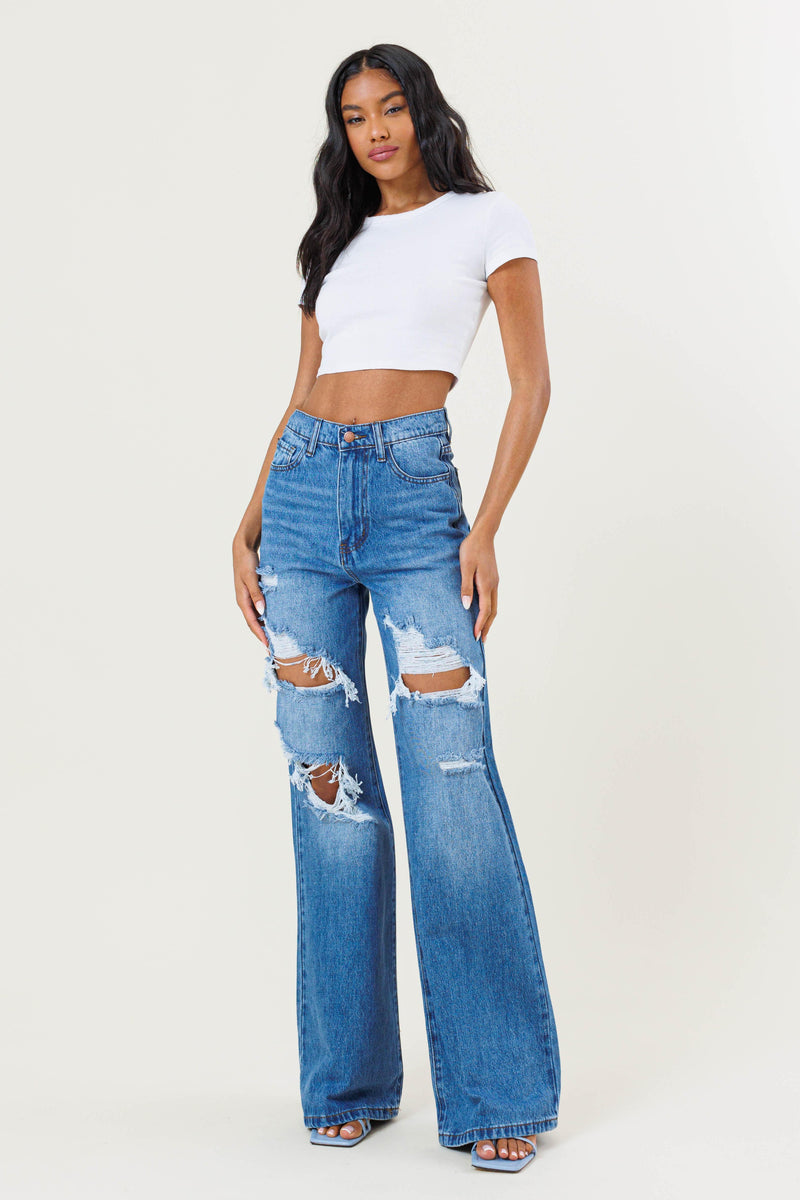 Vibrant MIU Full Size Jess Button Flare Jeans