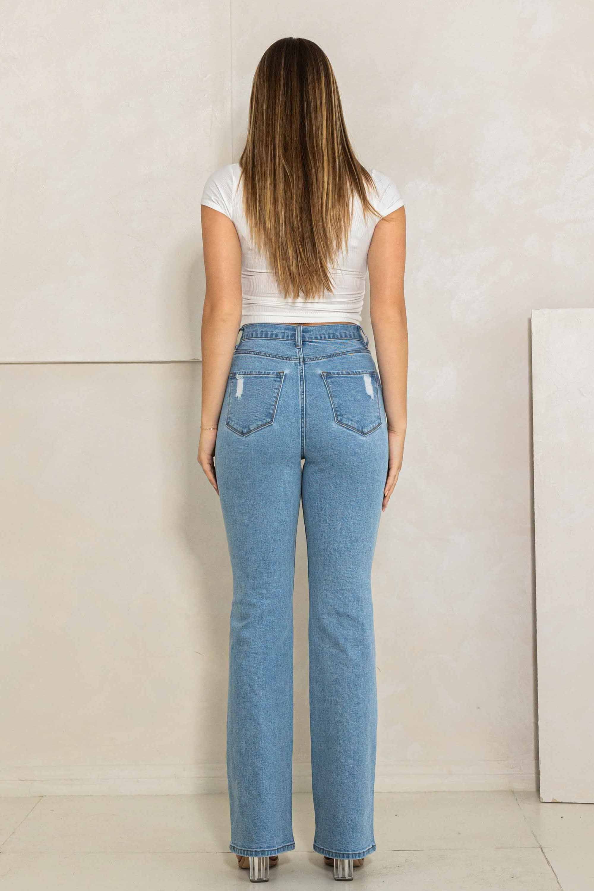 デニム・ジーパン MIU MIU Women Straight Pants MP1721SOOO14A7 F0X24 BLUE Miu Miu straight-leg Jeans | Blue | FARFETCH