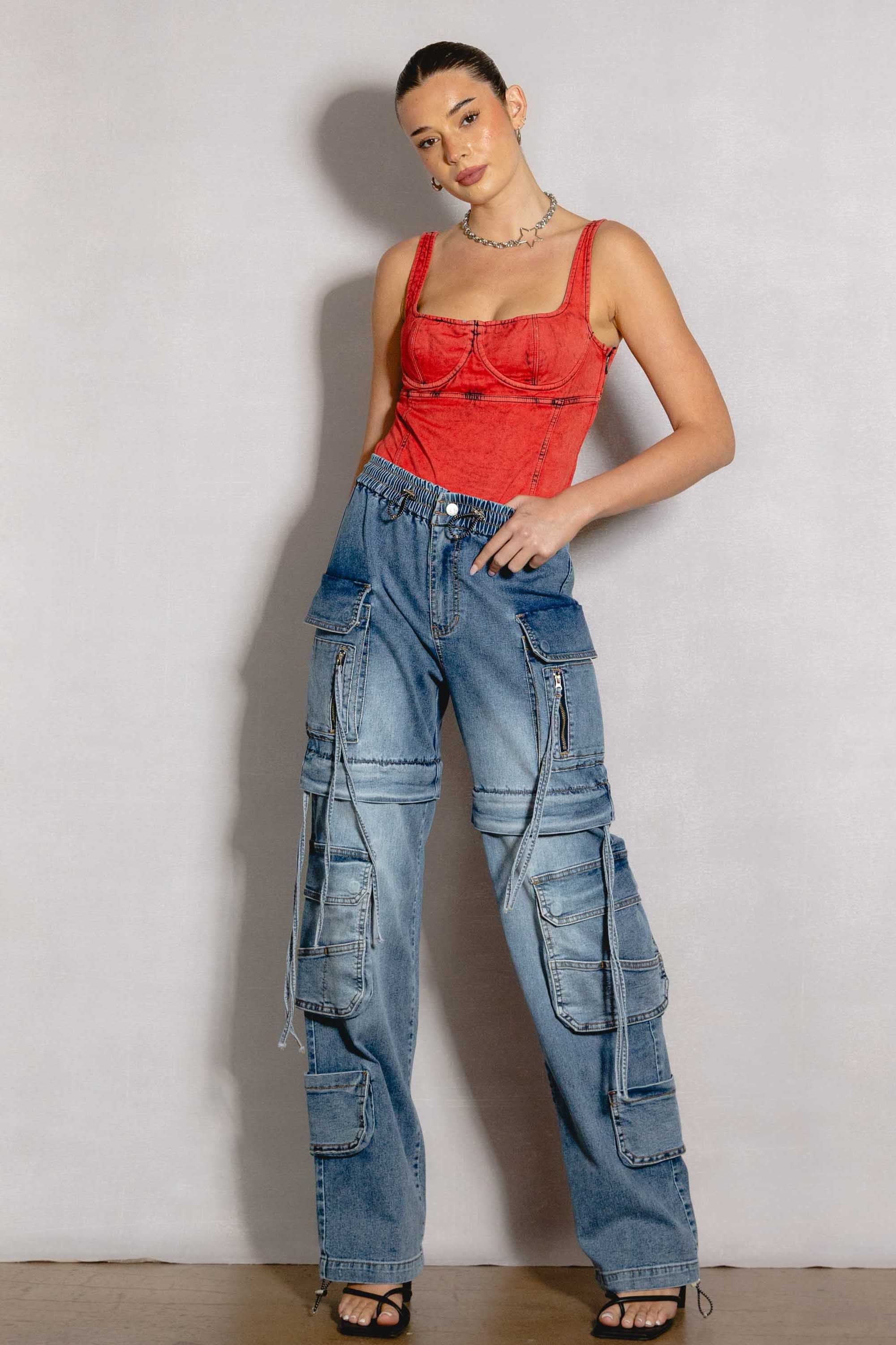 Wide Leg Cargo Jeans – Vibrant miu