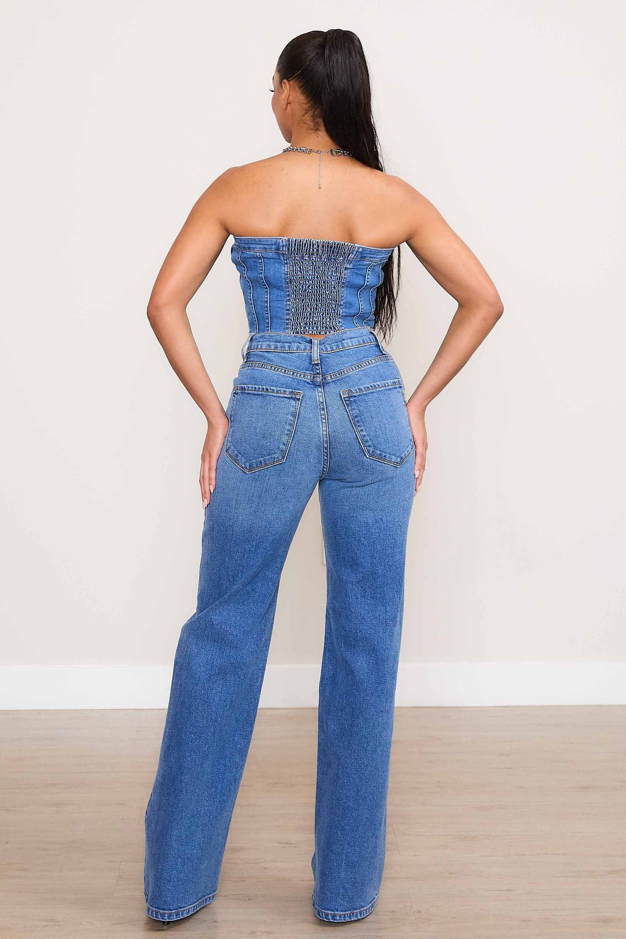Denim Corset Tube Top – Vibrant miu