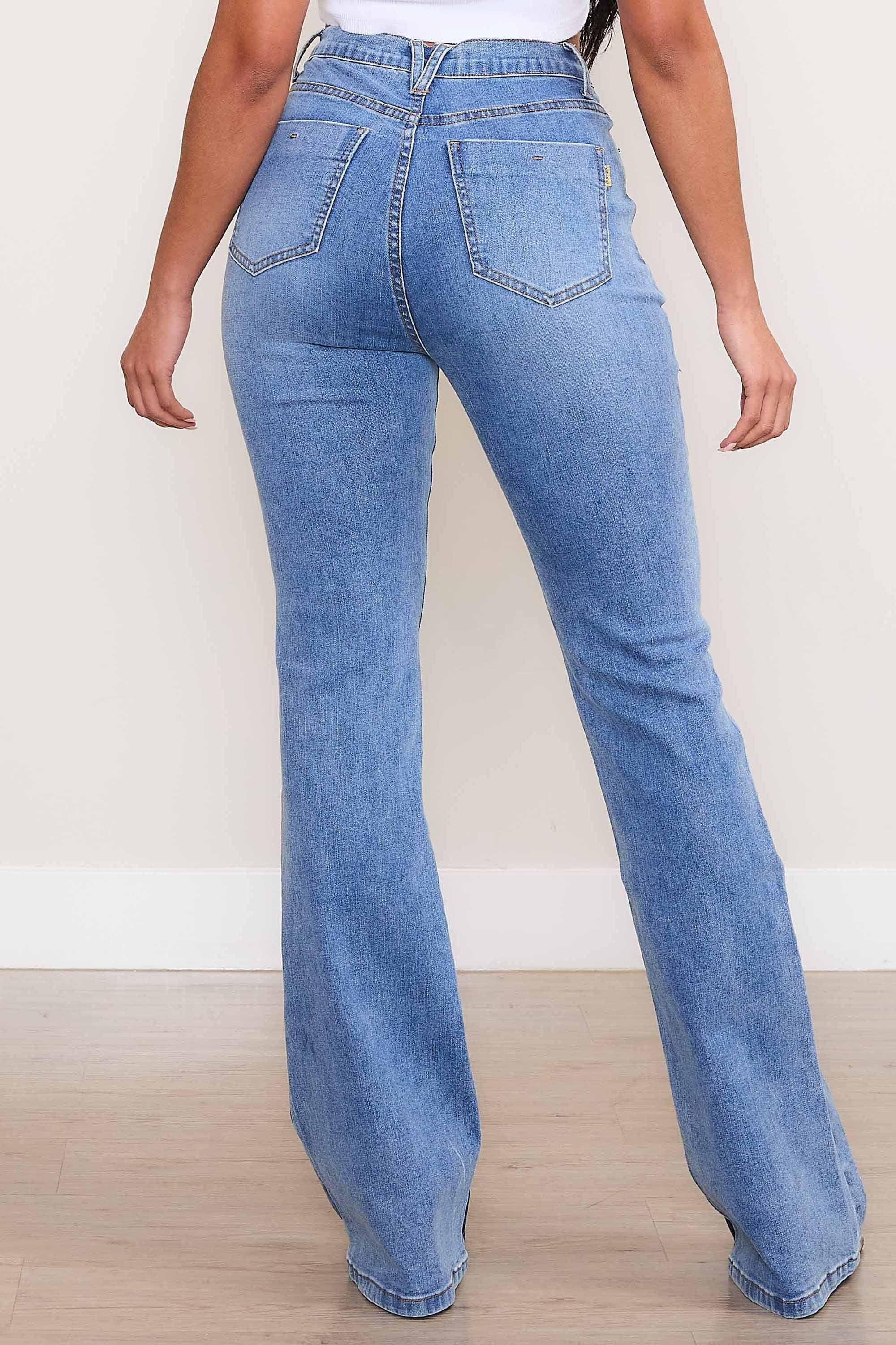 P6084] Square Pocket Bootcut Jeans – Vibrant miu