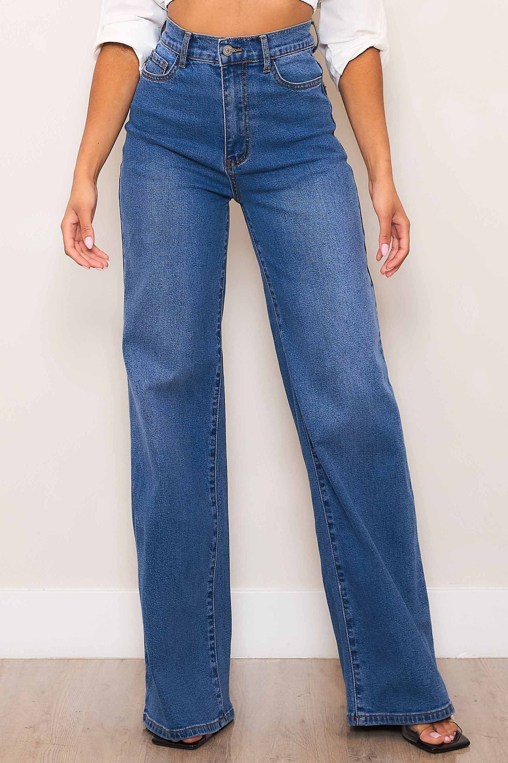 P6087] High-Rise Essential Wide Leg Jeans – Vibrant miu