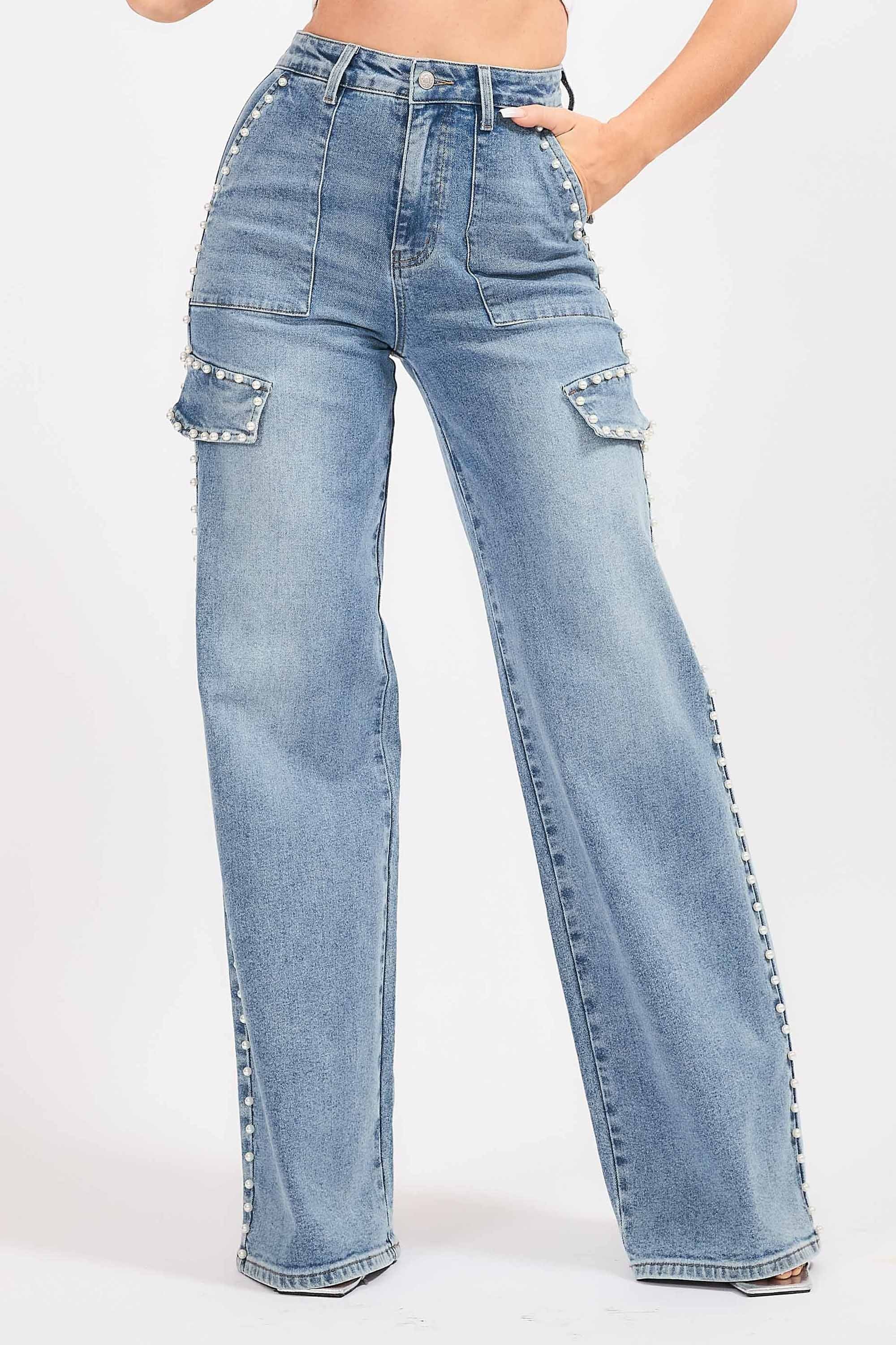 Pearl Cargo Wide Leg Jeans1