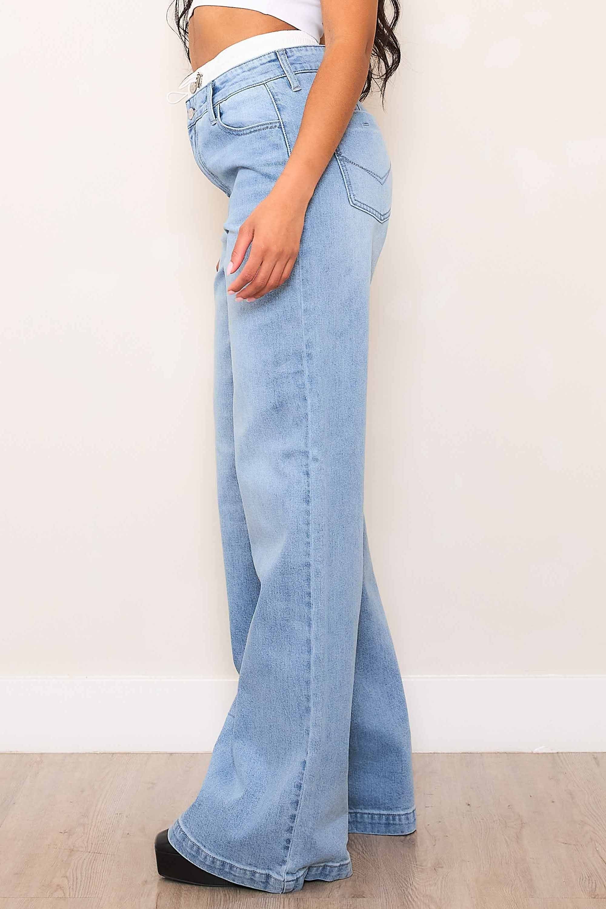 Double Waist Band High-Rise Wide Leg Jeans – Vibrant miu