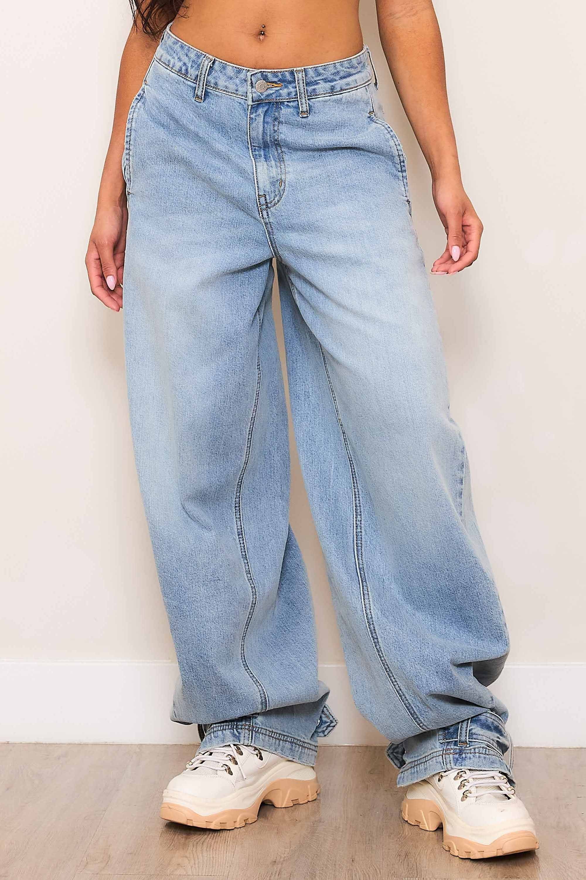 XPT471] Buckled Opening Barrel Baggy Jeans – Vibrant miu
