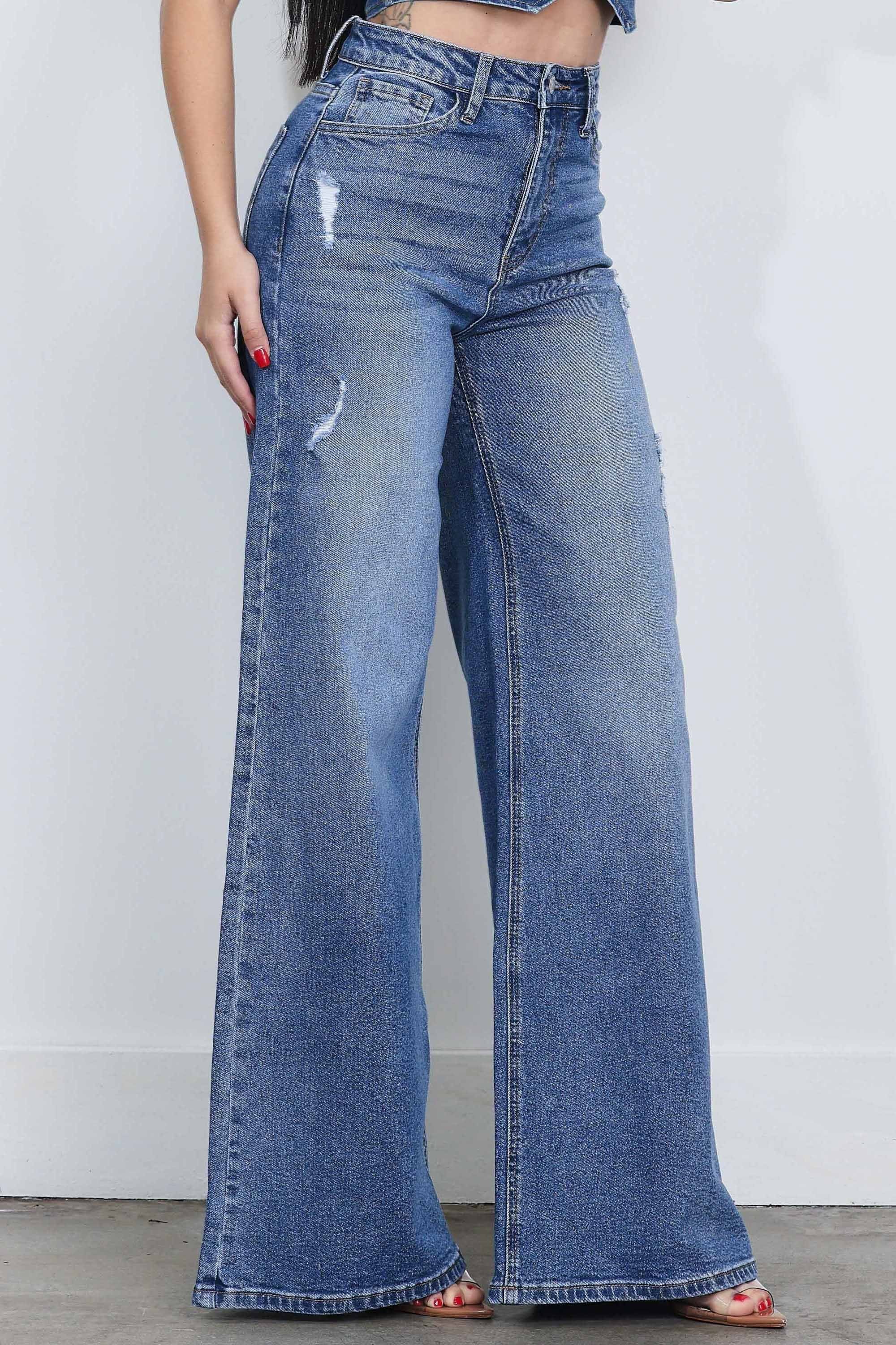 XPT409] High-Rise Extra Wide Leg Jeans – Vibrant miu