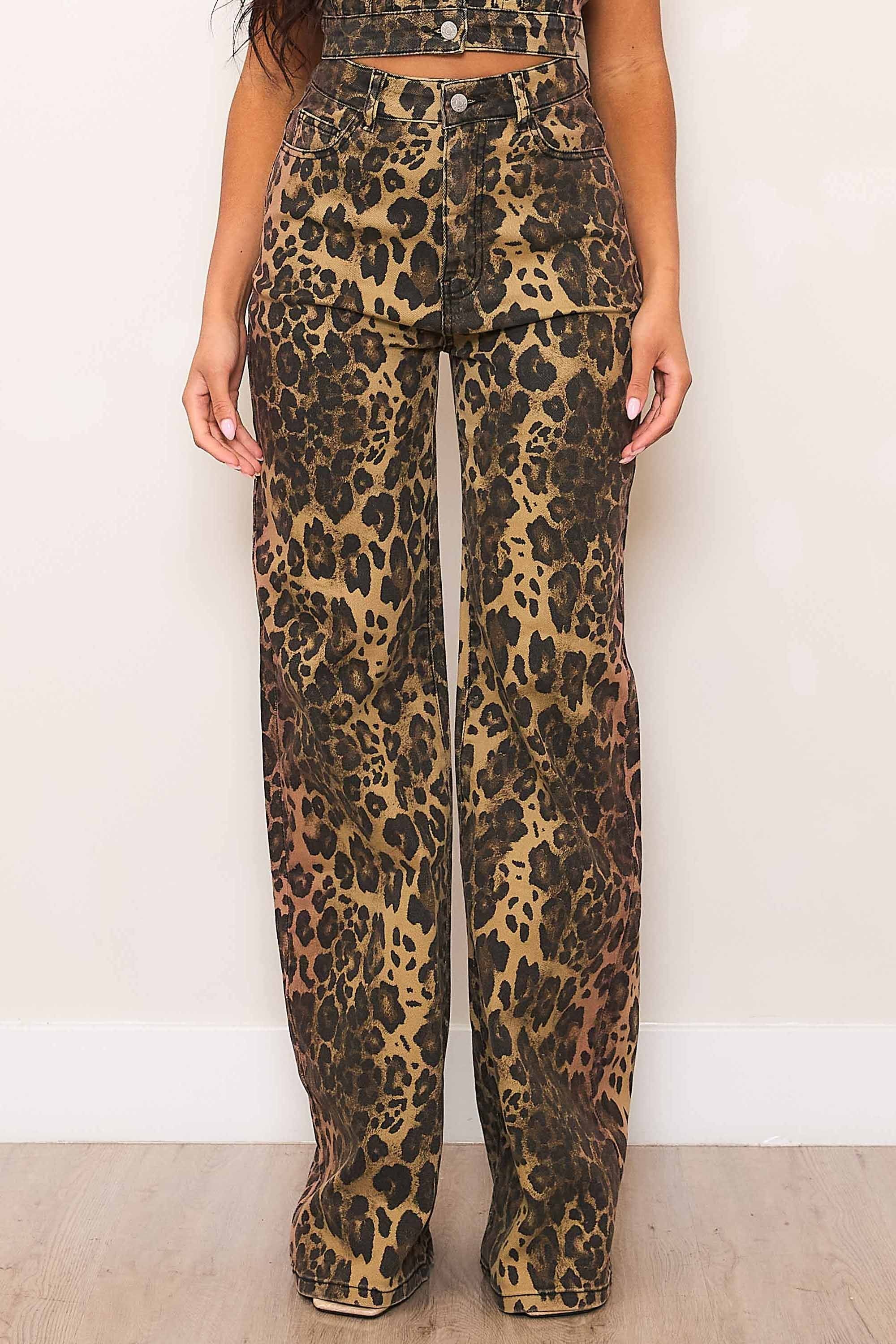 Leopard Wide Leg Jeans – Vibrant miu