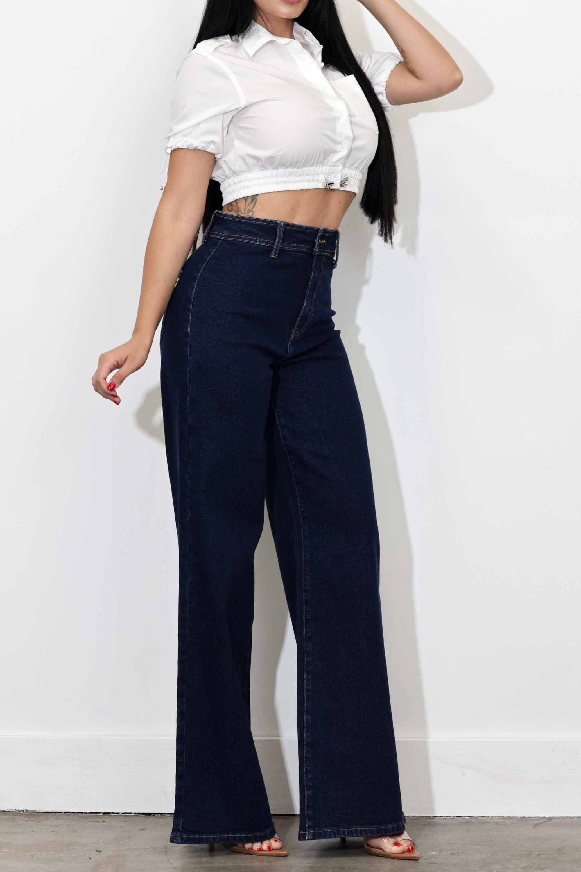 即納【Vibrant M.i.U】ワイドデニムパンツ 大きいサイズ High Rise Wide Leg Jeans – Vibrant miu