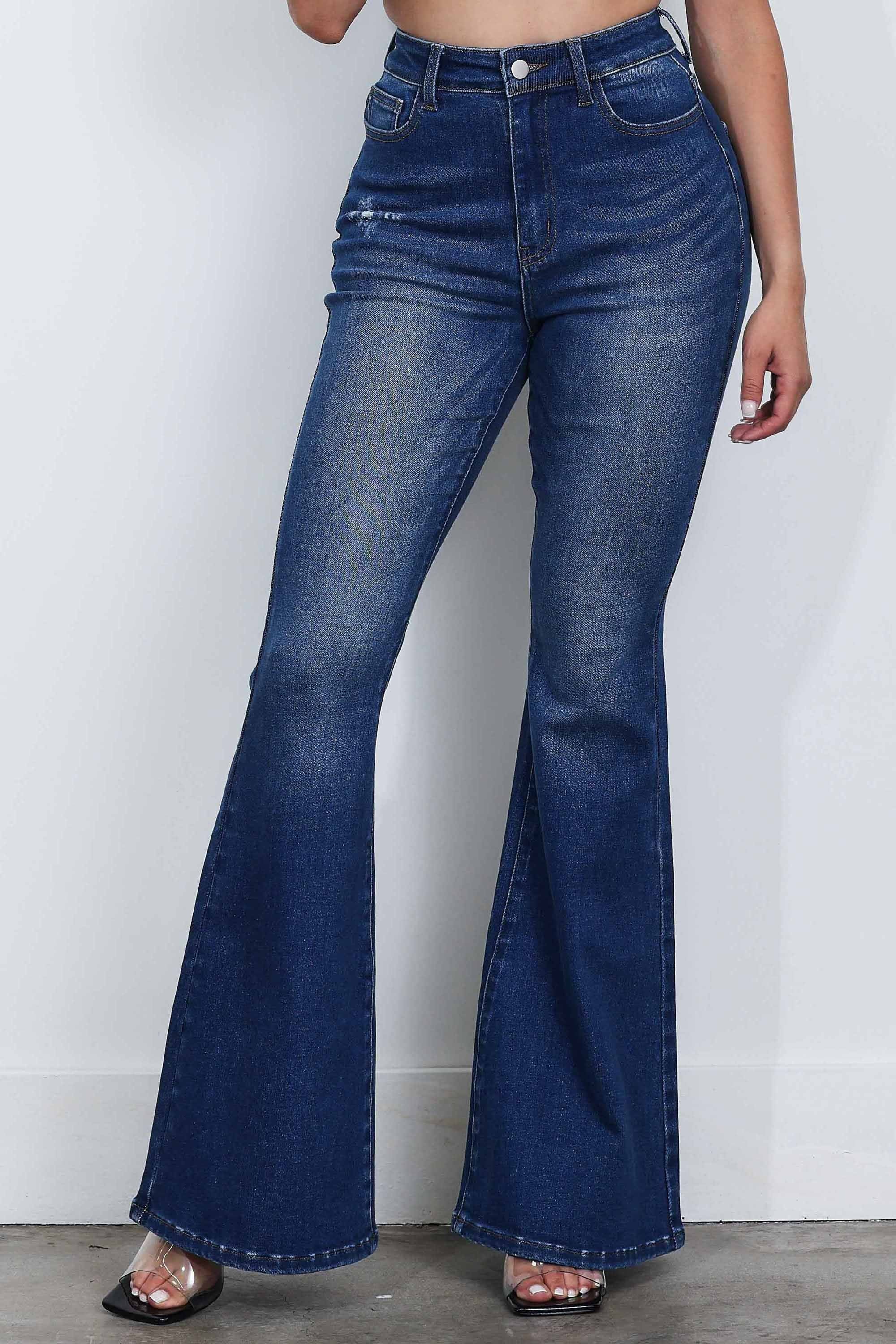 P6154] High-Rise Tinted Flare Jeans – Vibrant miu