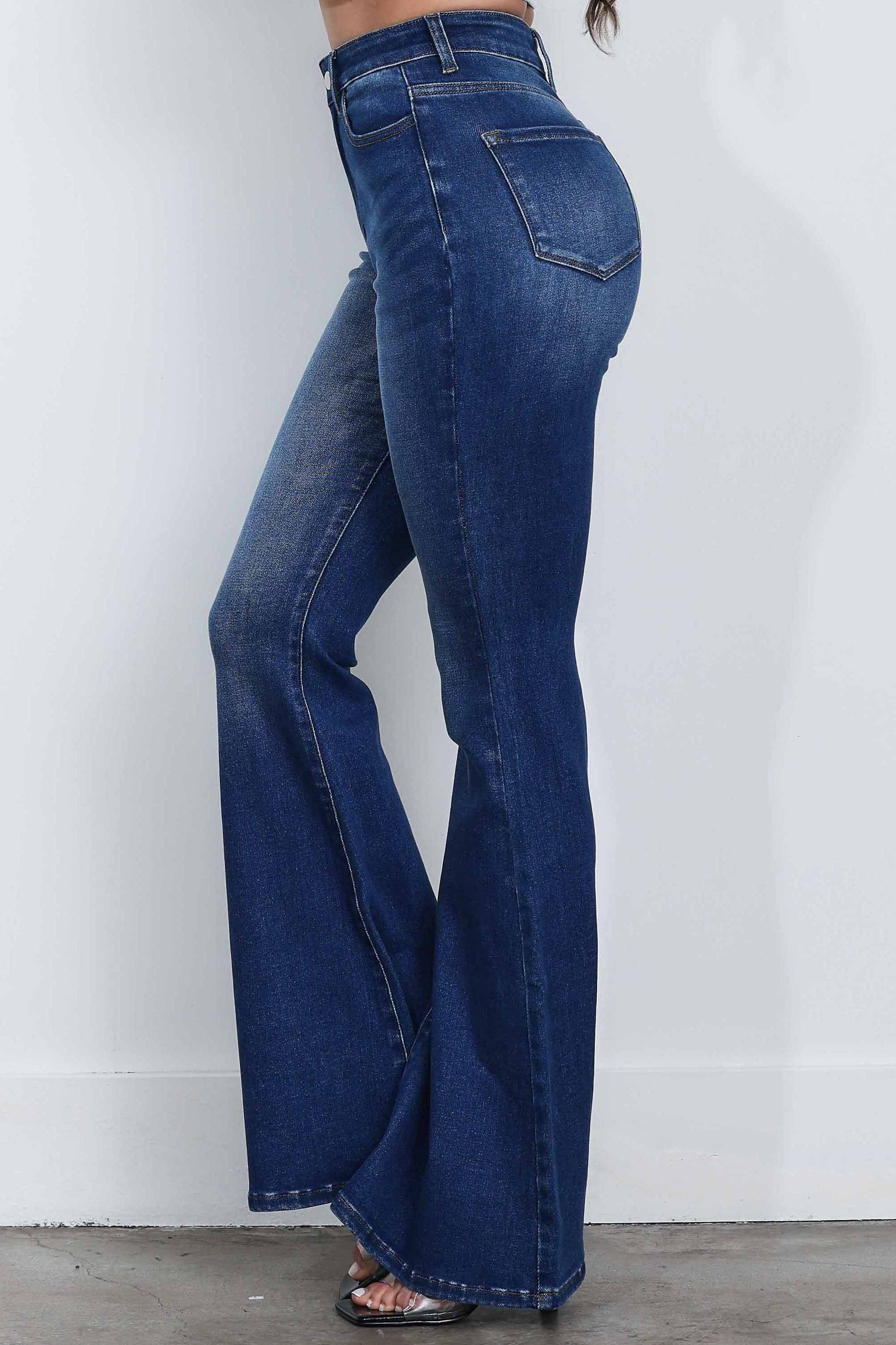 High-Rise Tinted Flare Jeans – Vibrant miu