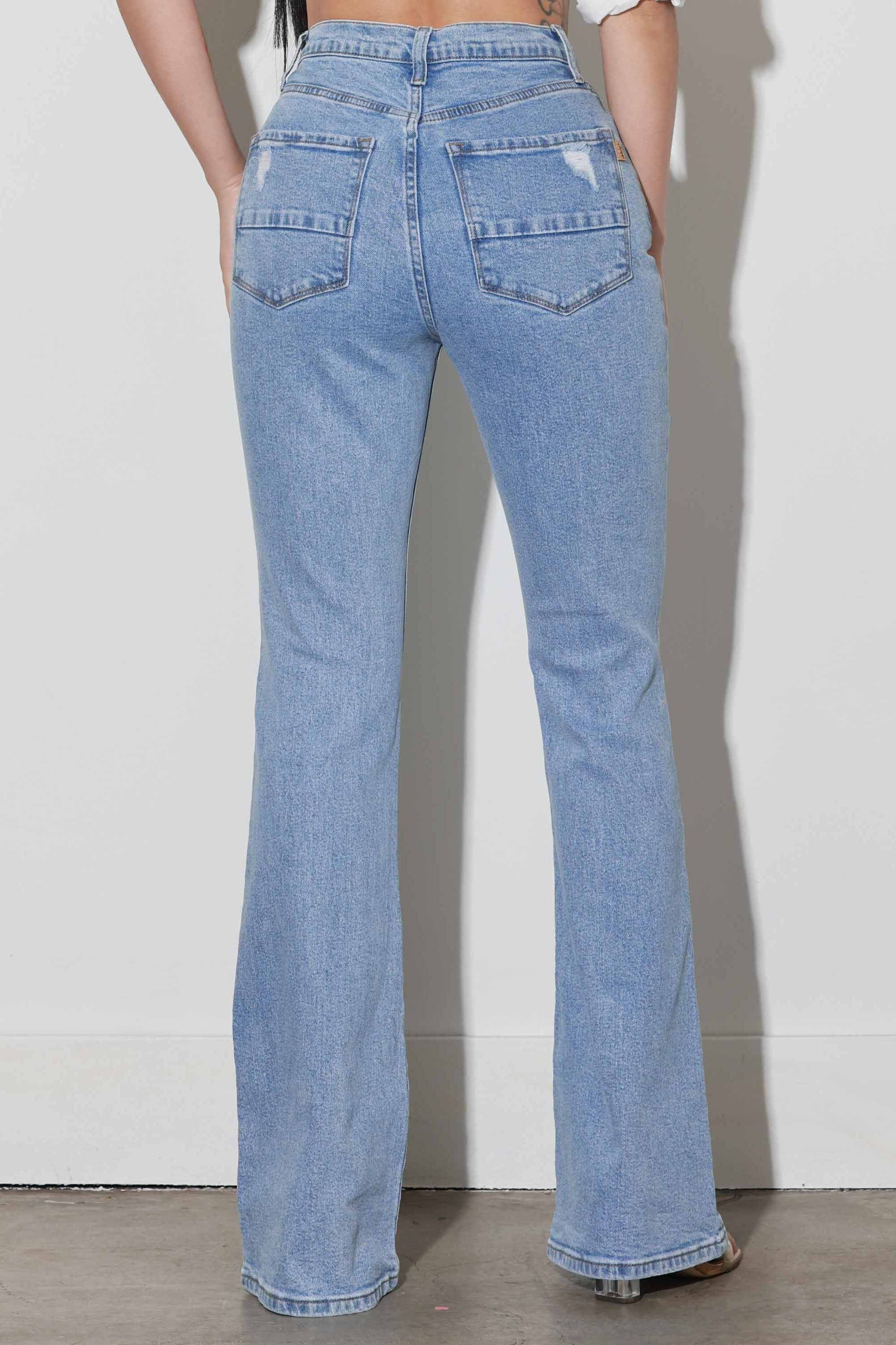 Subtle Distress Bootcut Jeans – Vibrant miu