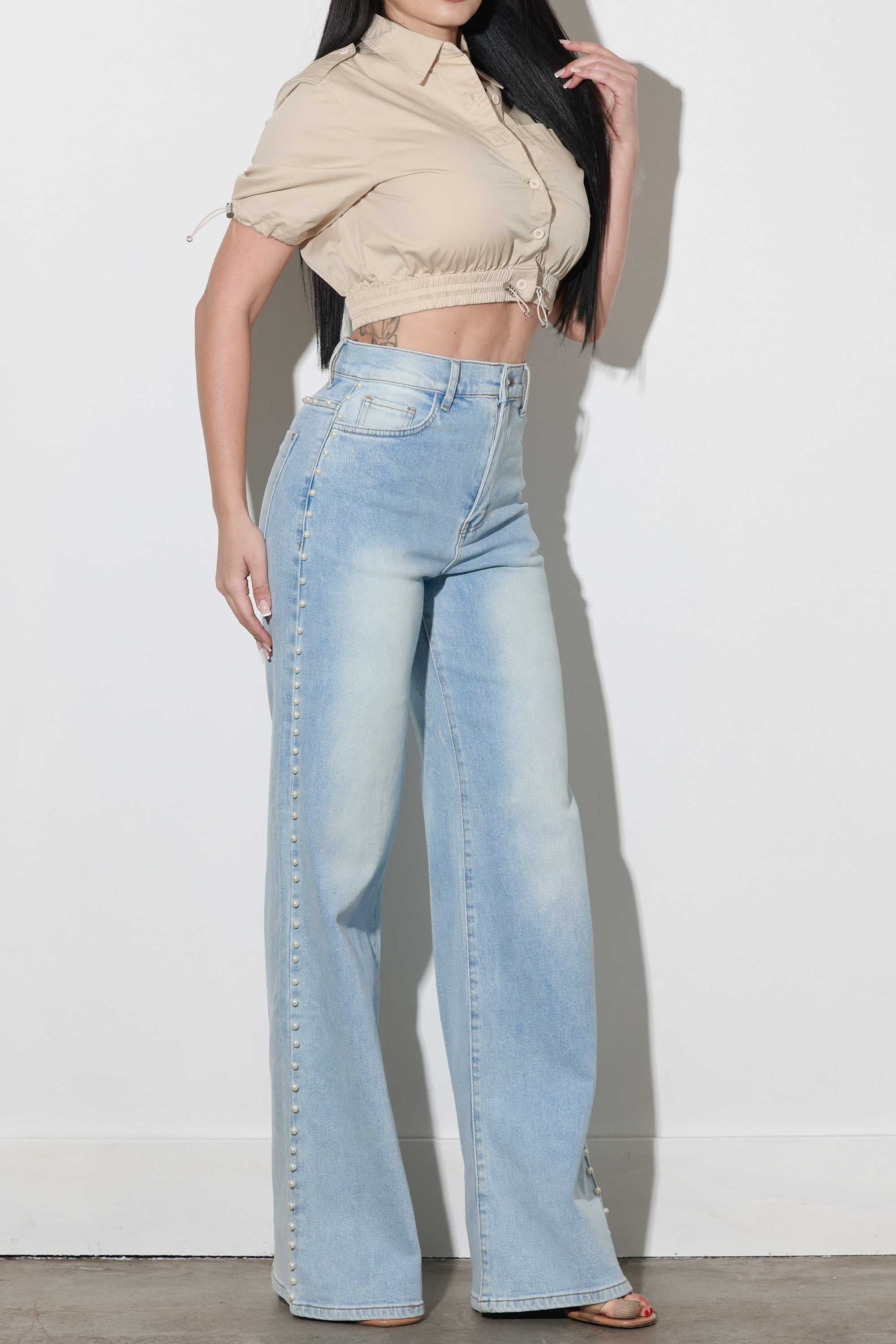 XPT178] Pearl High-Rise Wide leg Jeans – Vibrant miu