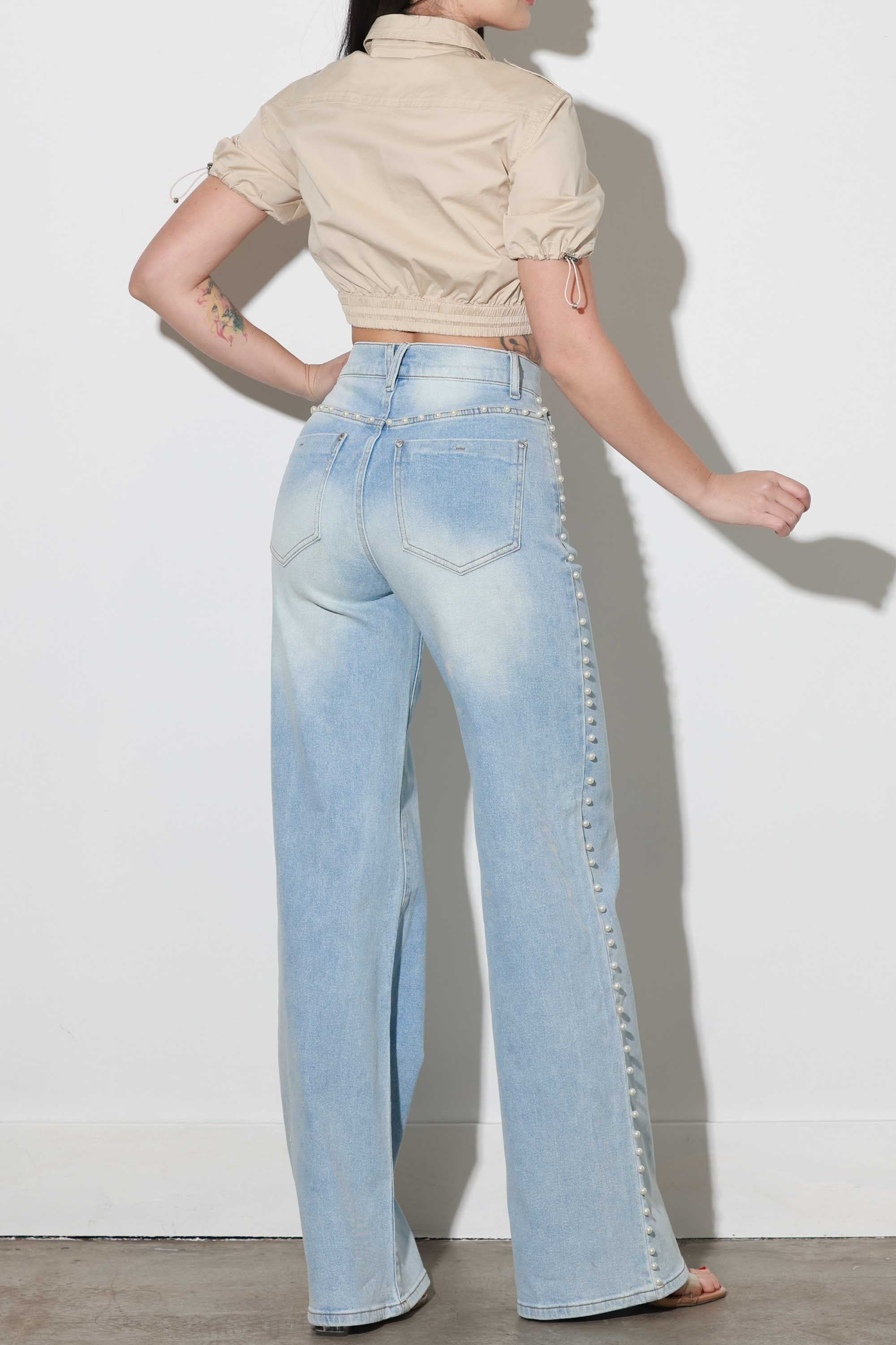 XPT178] Pearl High-Rise Wide leg Jeans – Vibrant miu