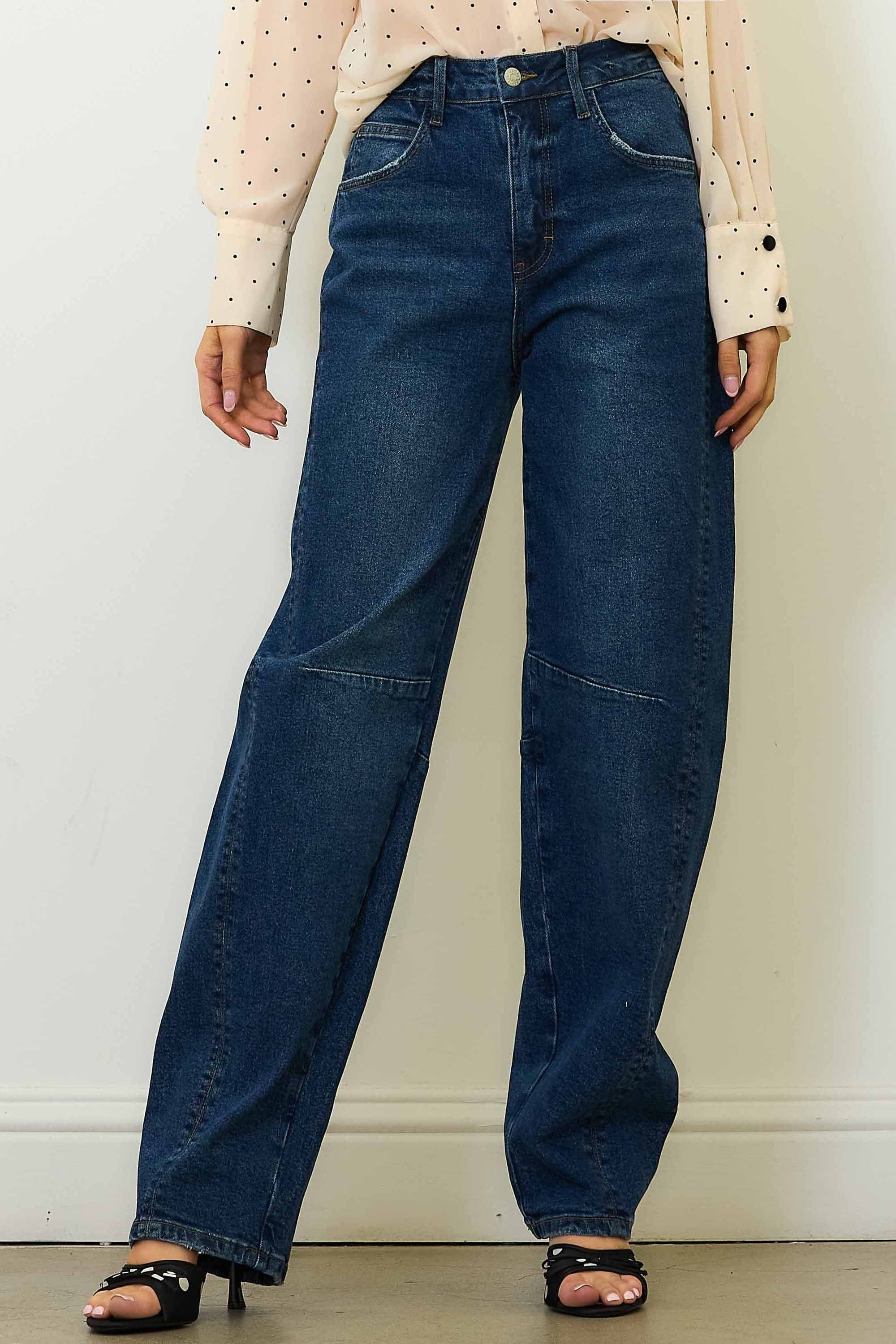 XPT482] Barrel Baggy Jeans – Vibrant miu