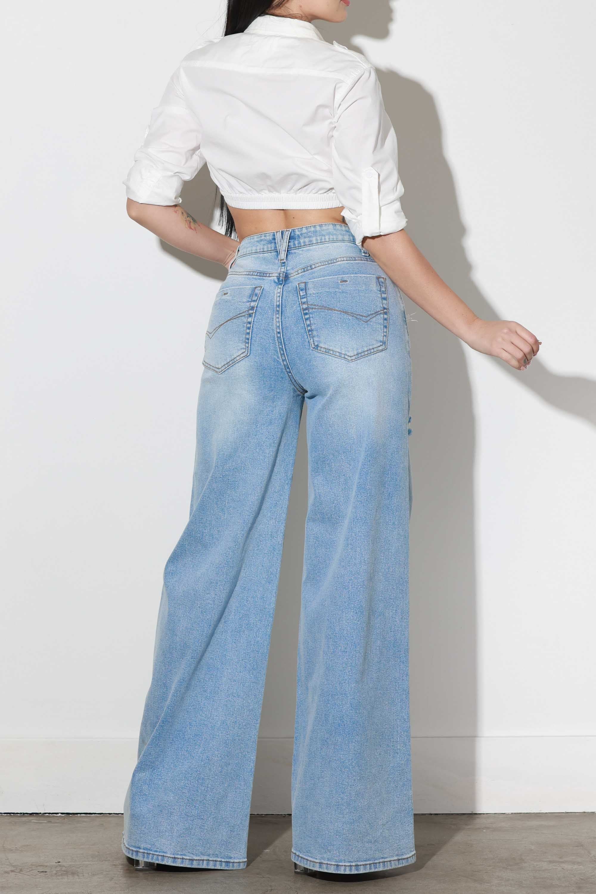 XPT409] High-Rise Extra Wide Leg Jeans – Vibrant miu