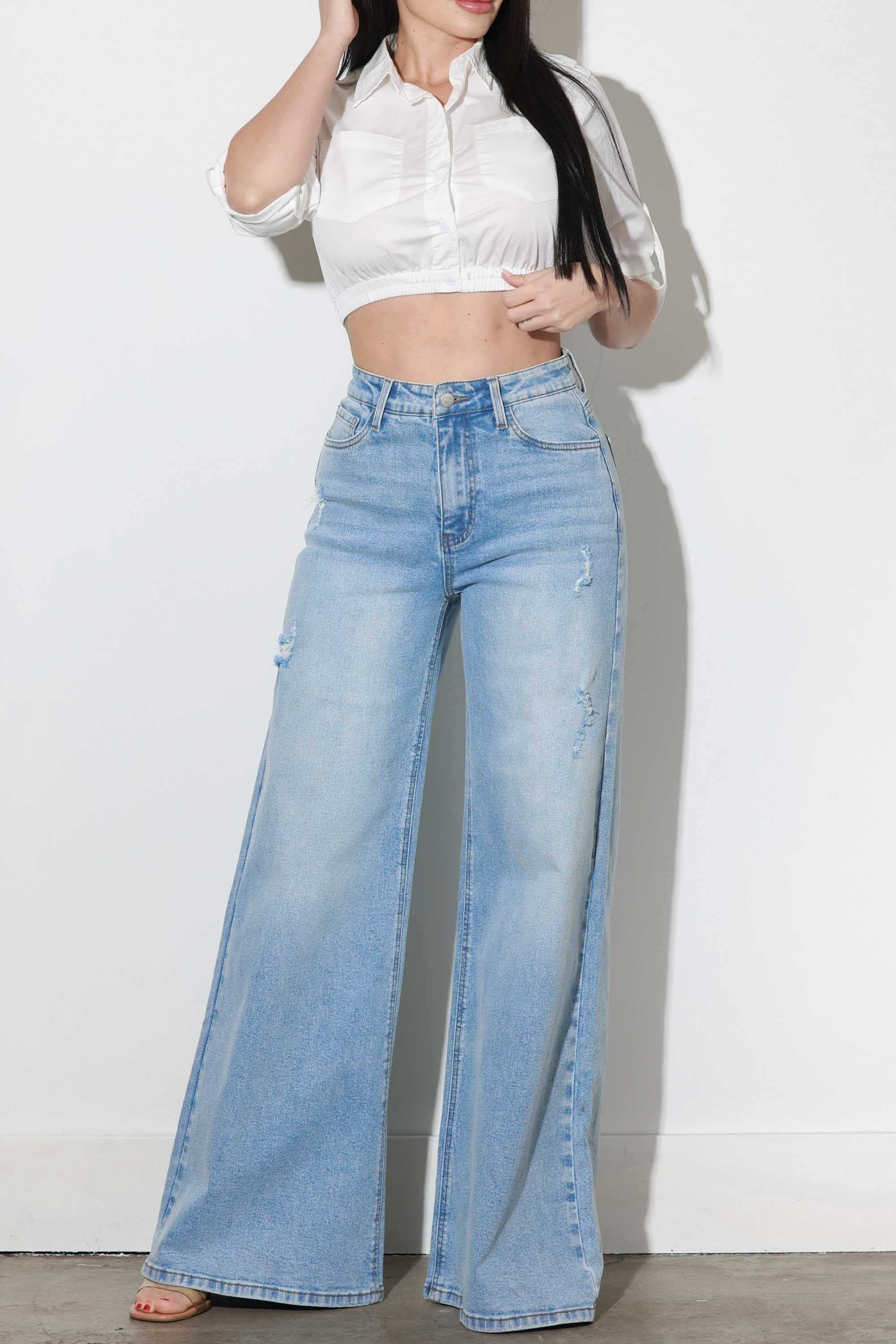 XPT409] High-Rise Extra Wide Leg Jeans – Vibrant miu
