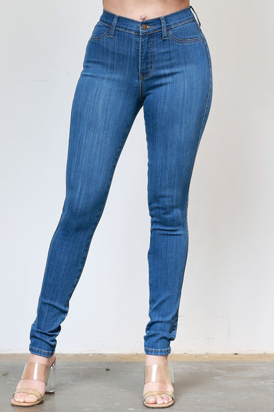P6600] Mid Rise Skinny Jeans With Faux Front Pockets – Vibrant miu