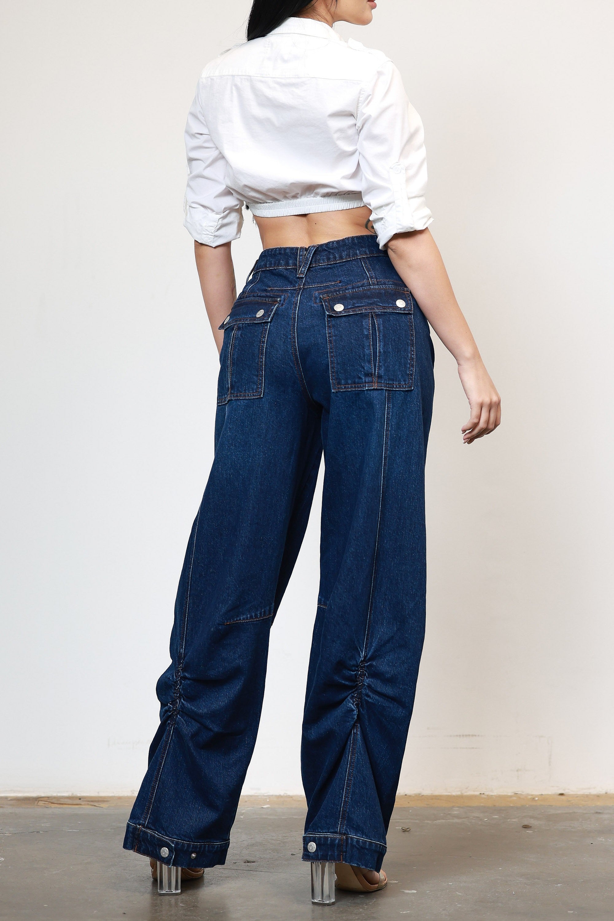 XPT529] Clean Barrel Baggy Jeans – Vibrant miu