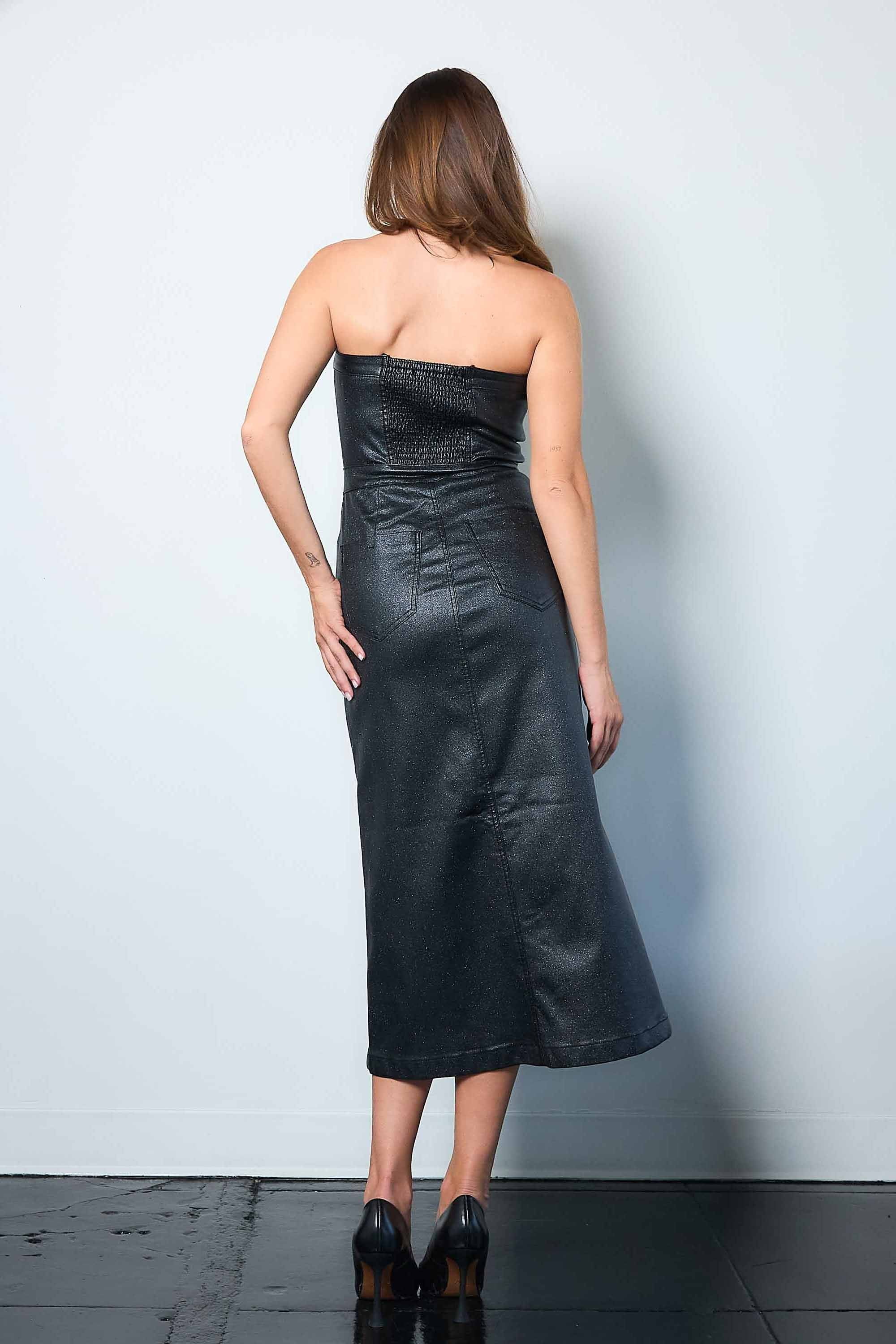 tube dress glitter Cut Out Backless Glitter Tube Dress, BlueGrey / XS