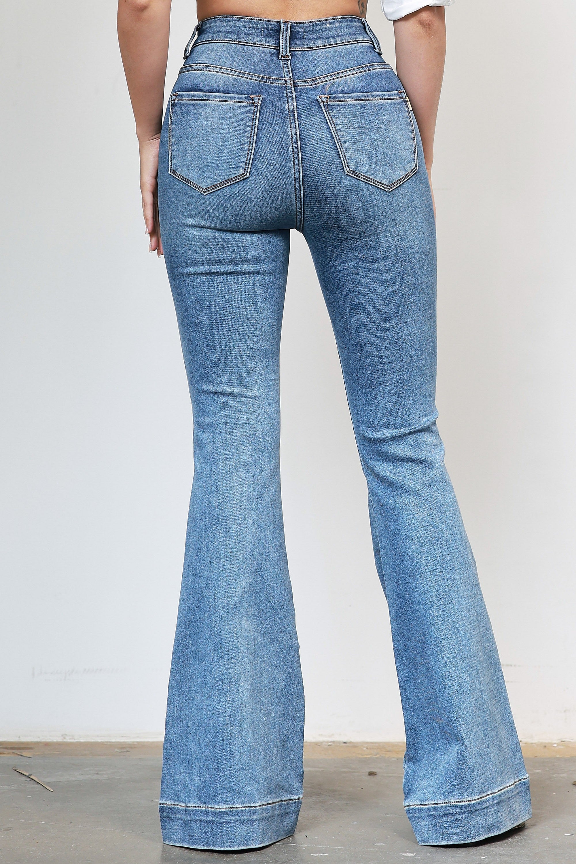 P6250] Knit Like Denim Flare Jeans – Vibrant miu