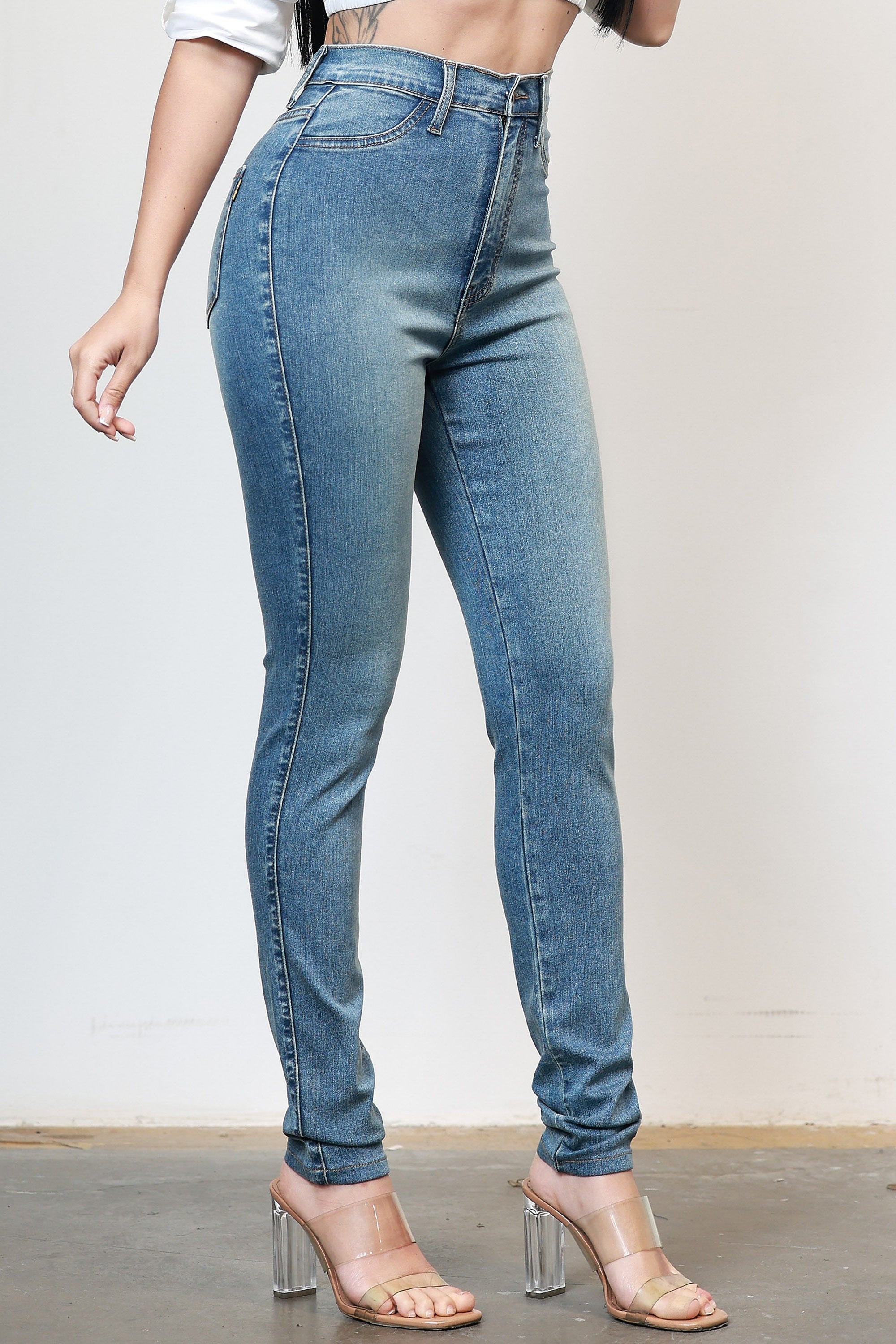 Vibrant Women's High Waisted Skinny Jeans - Stretchy Denim Slim Fit Pants With Comfortable Stretch - View #3