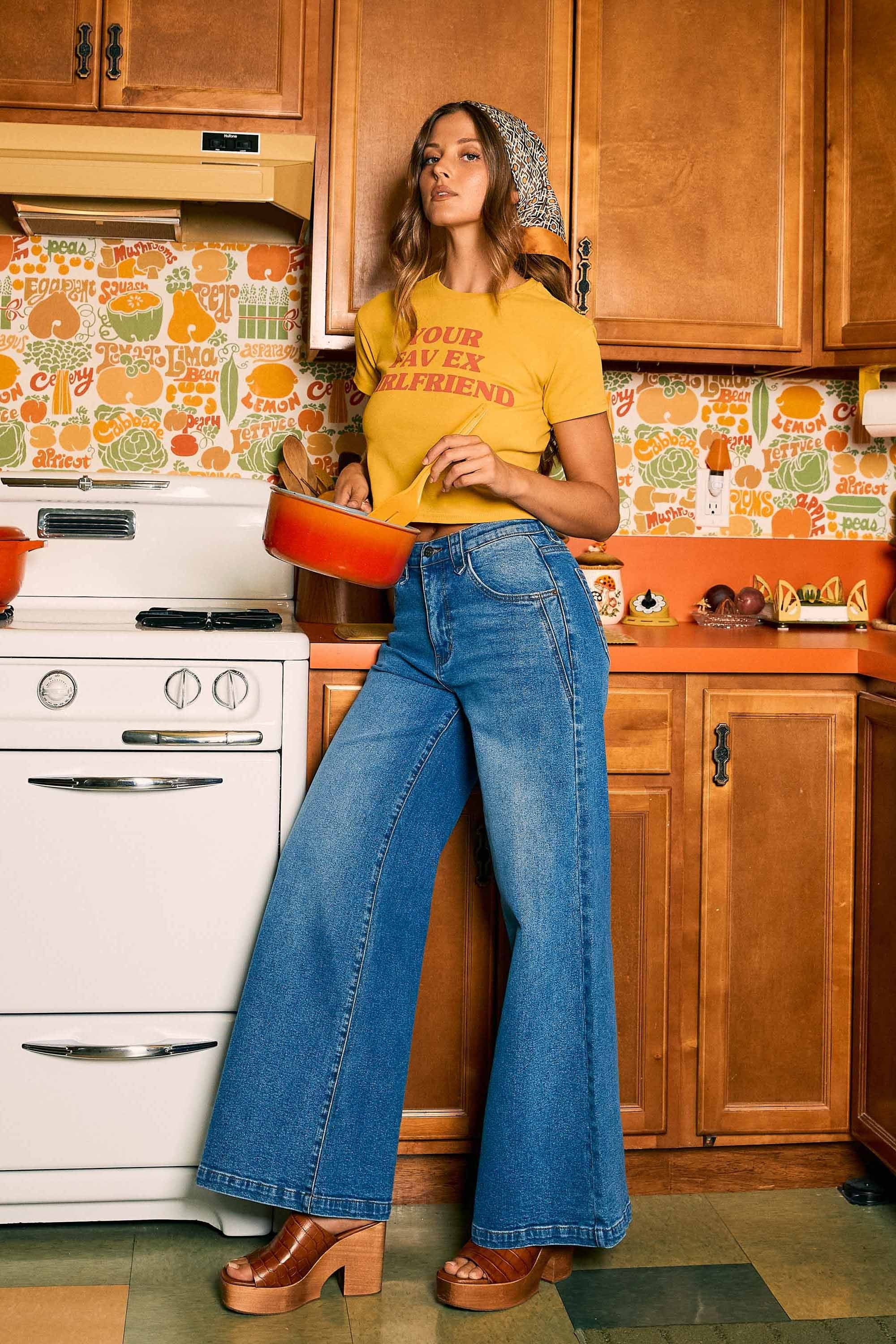 P6313] Low Rise Palazzo Jeans – Vibrant miu