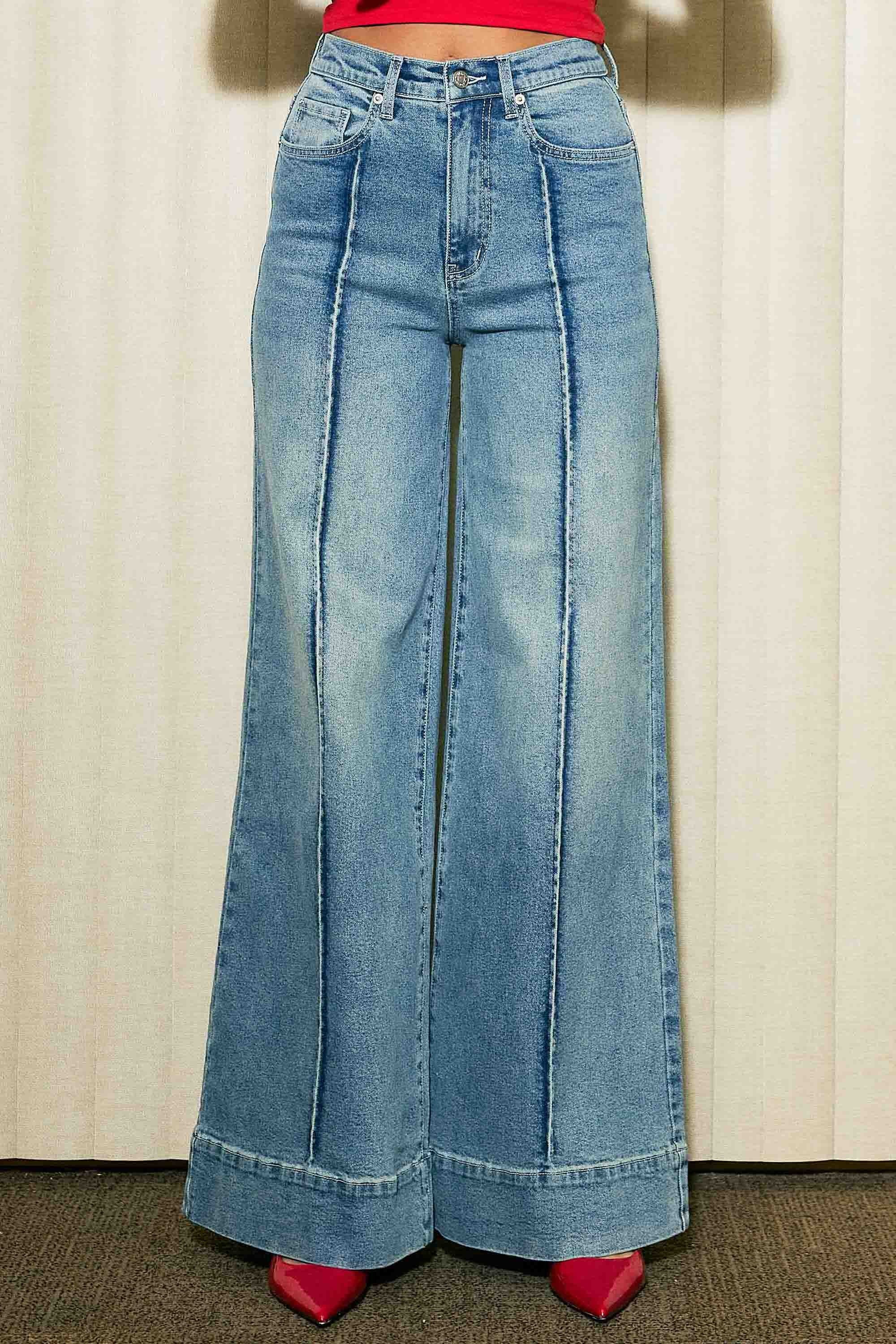 P6277] Wide Leg Jeans With Center Release Pintuck – Vibrant miu