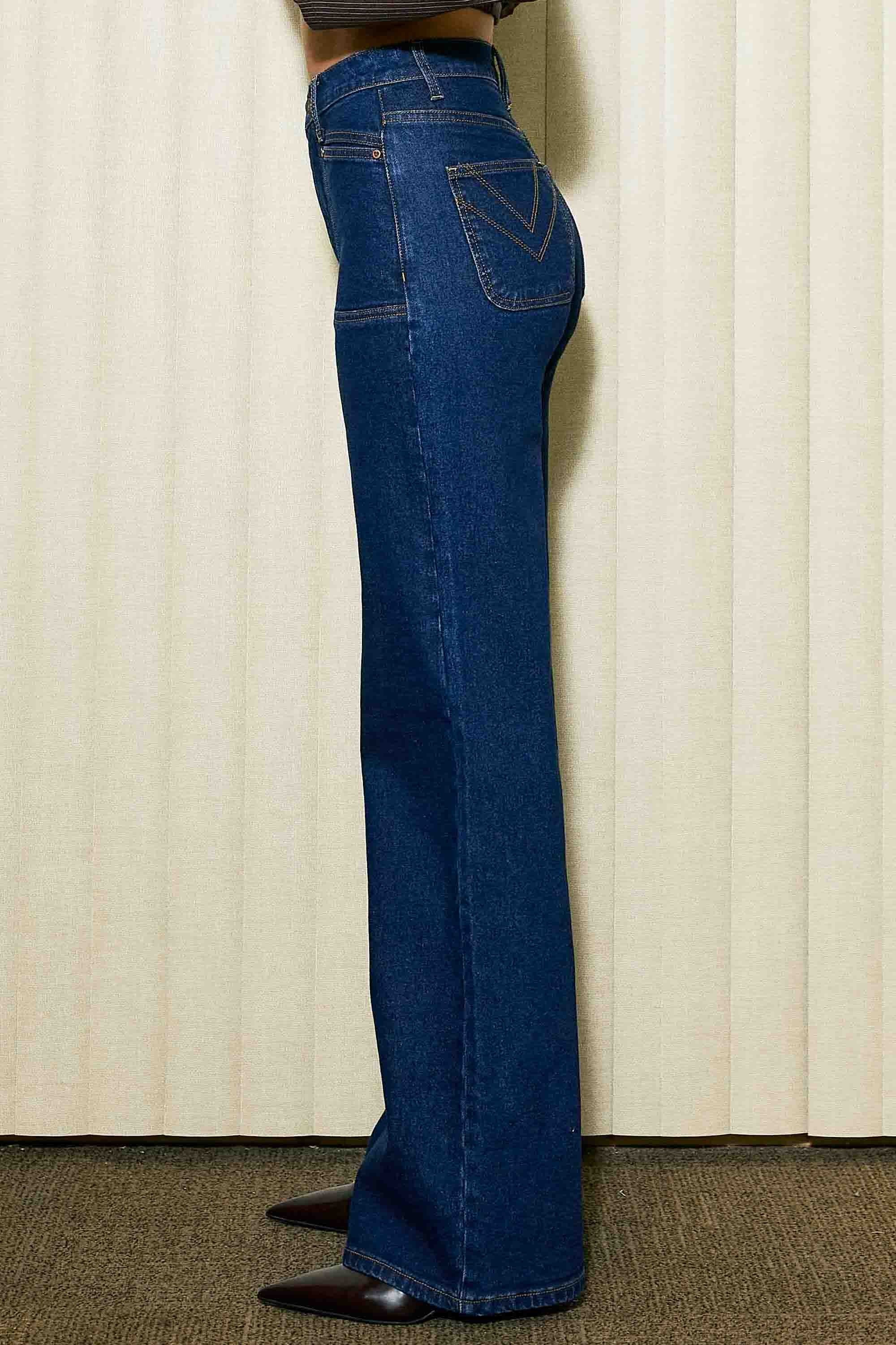 P6089] High-Rise Square Pocket Wide Leg Jeans – Vibrant miu