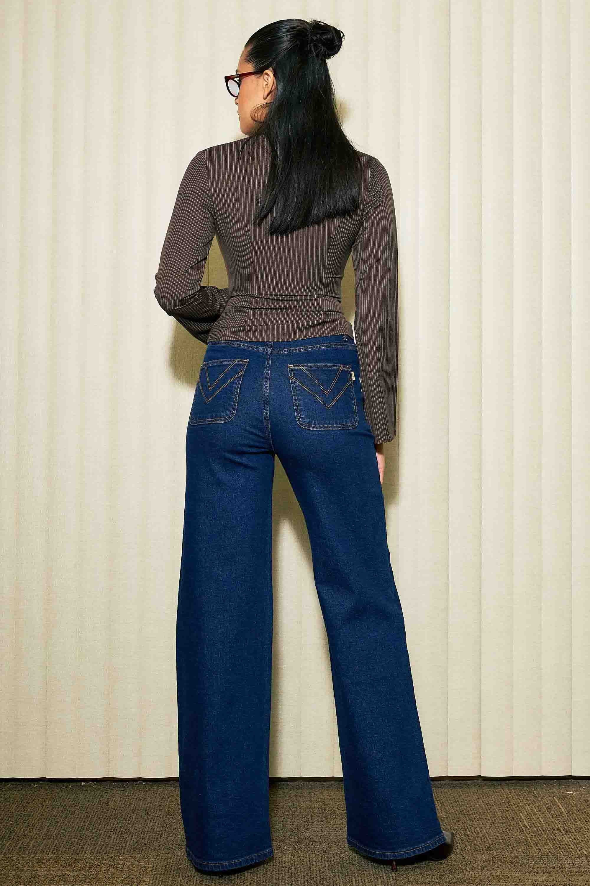 P6089] High-Rise Square Pocket Wide Leg Jeans – Vibrant miu