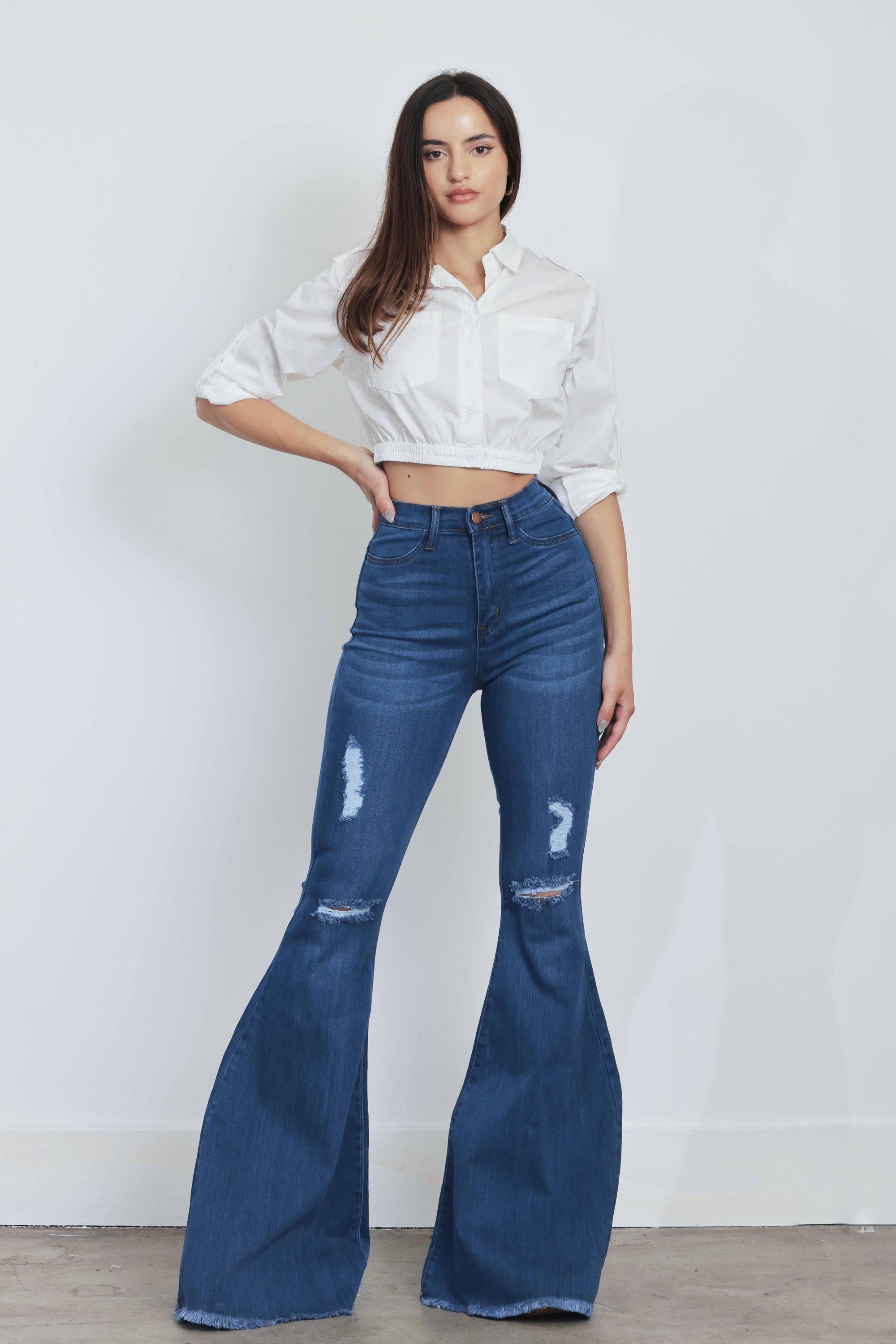 Vibrant 2024 MIU Jess Button Flare Jeans 1(25) 3(26) 5(27) 7(28) 9(29) 11(30) 13(31)