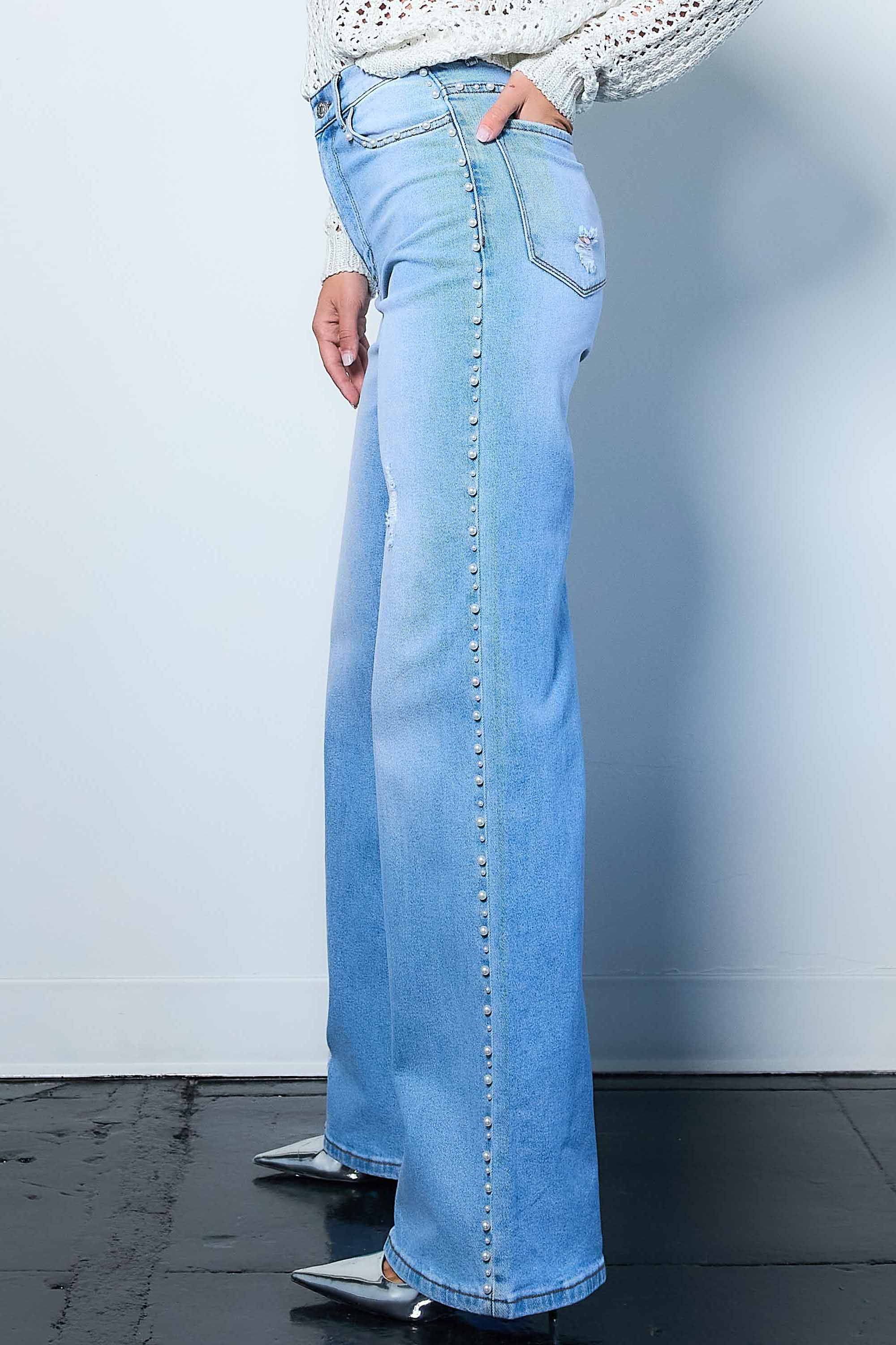P6116] Pearl High-Rise Wide Leg Jeans – Vibrant miu