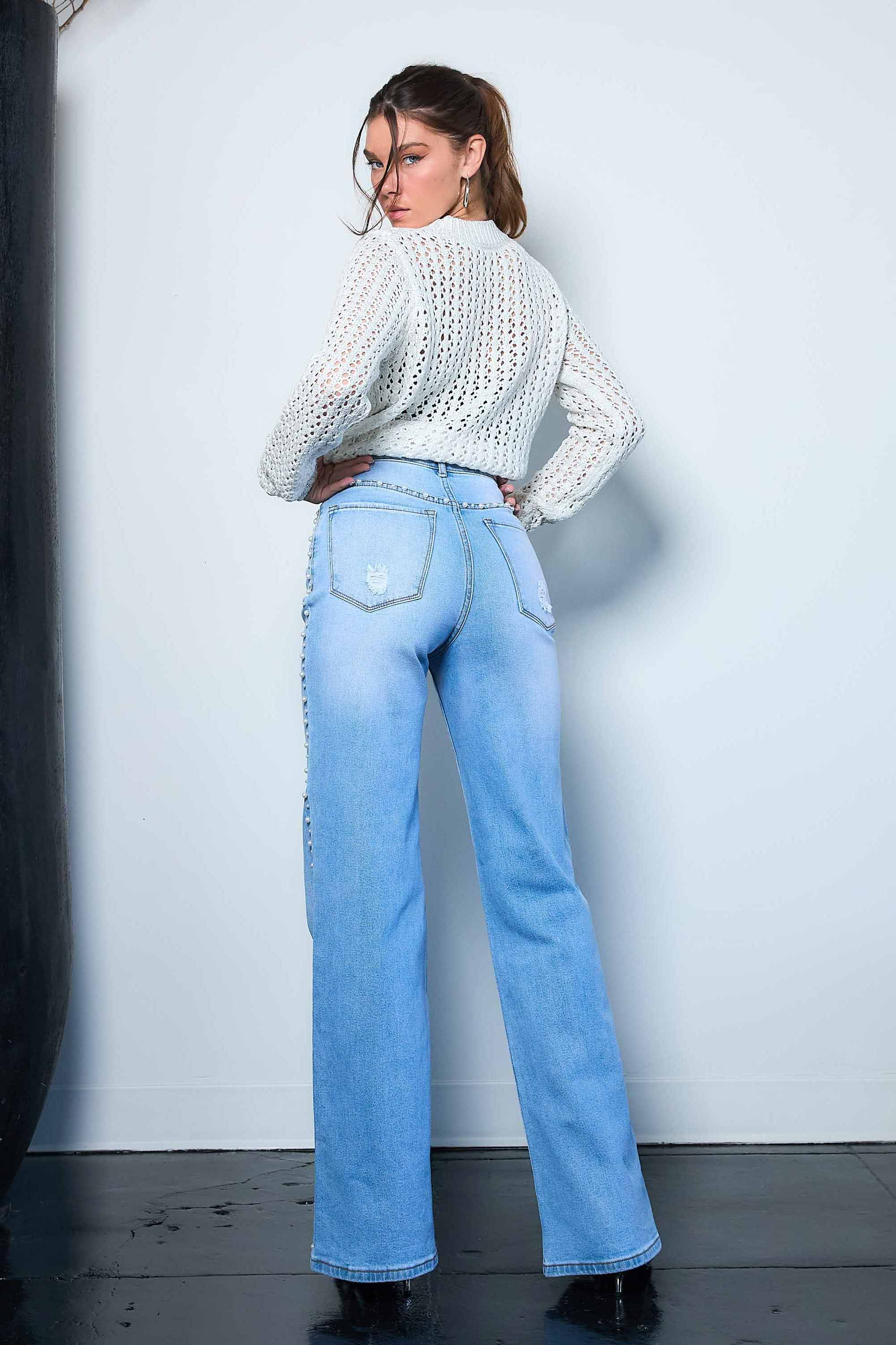 P6116] Pearl High-Rise Wide Leg Jeans – Vibrant miu