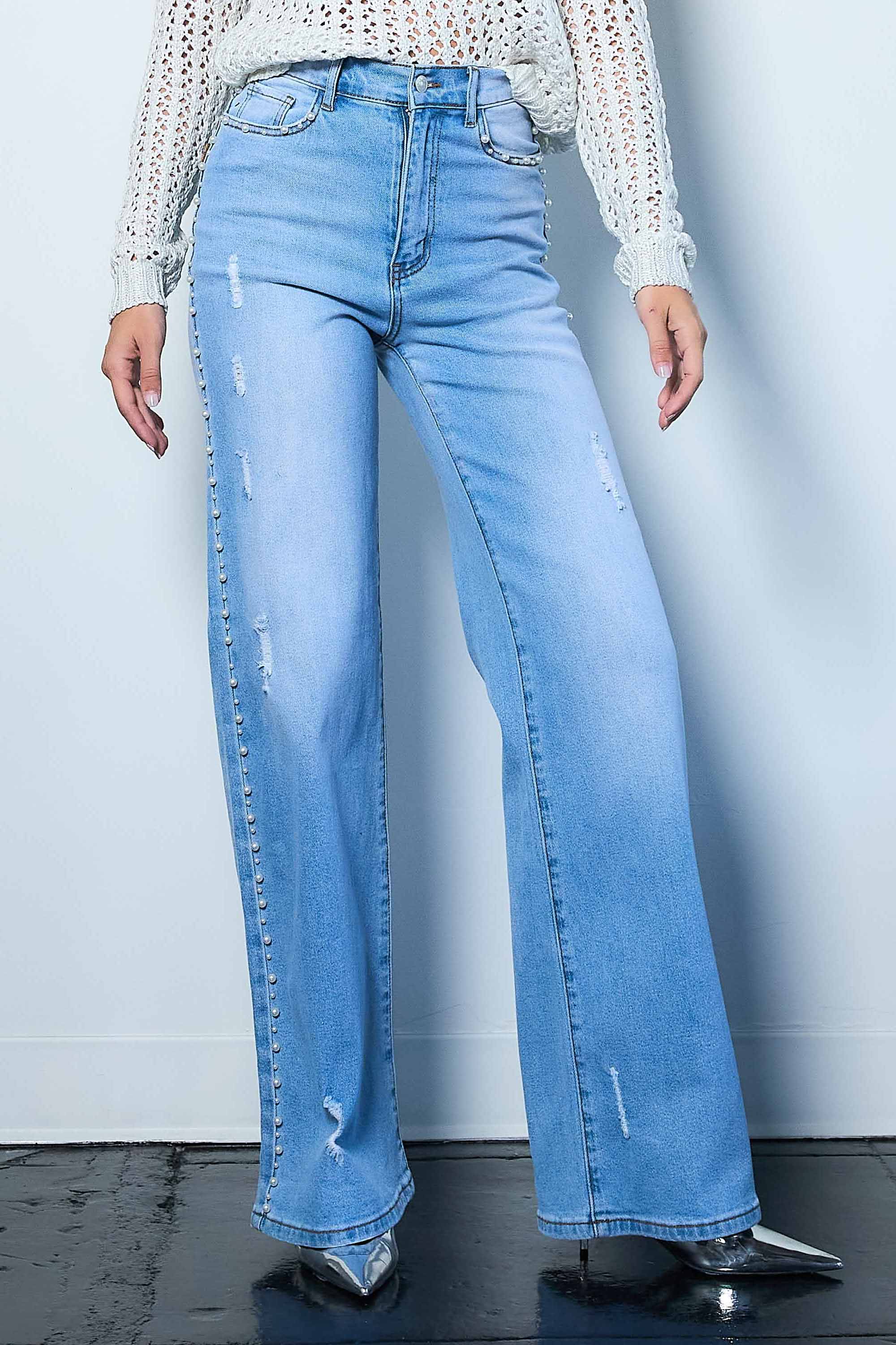 P6116] Pearl High-Rise Wide Leg Jeans – Vibrant miu