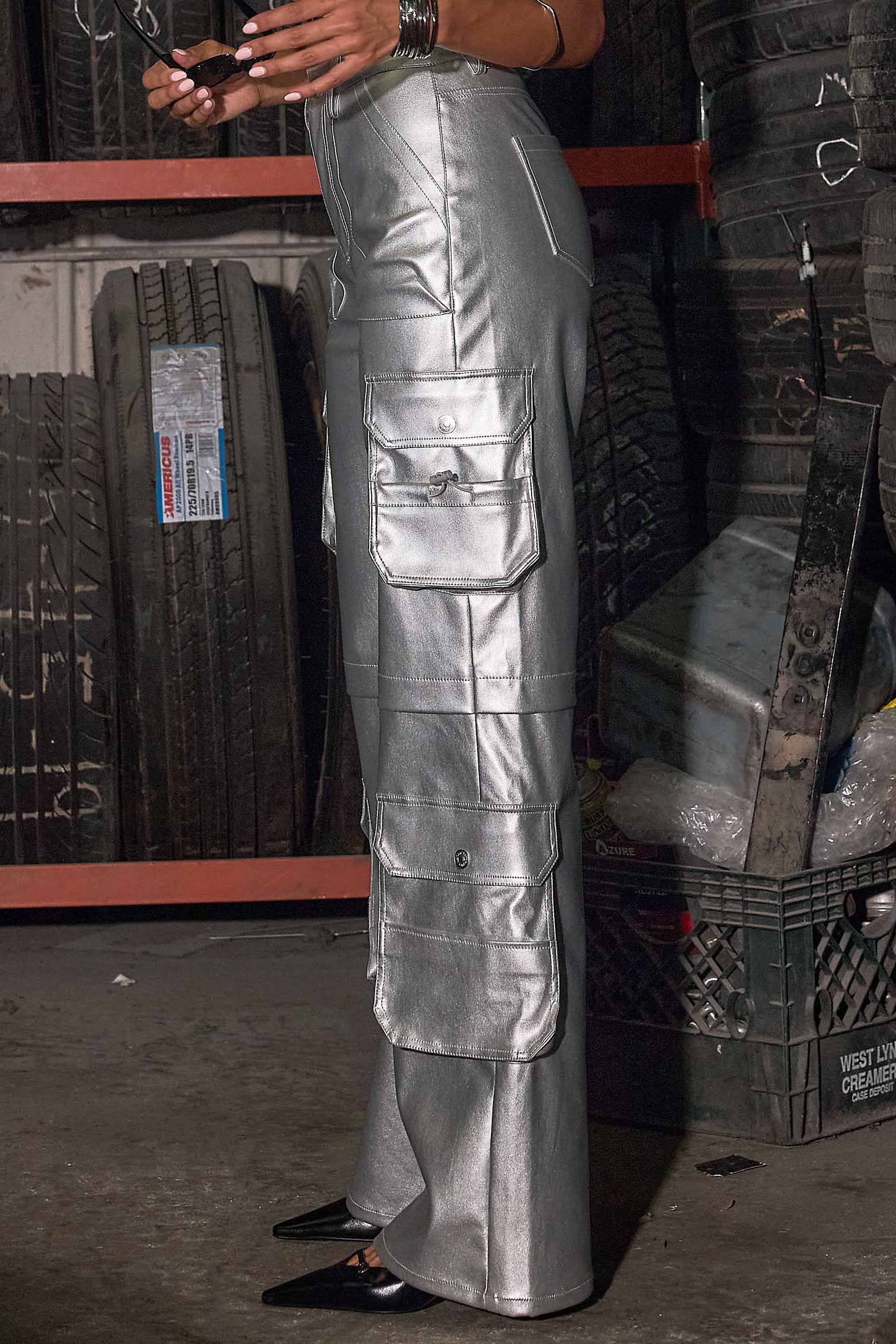 Vegan Leather Wide Fit Cargo Pants – Vibrant miu