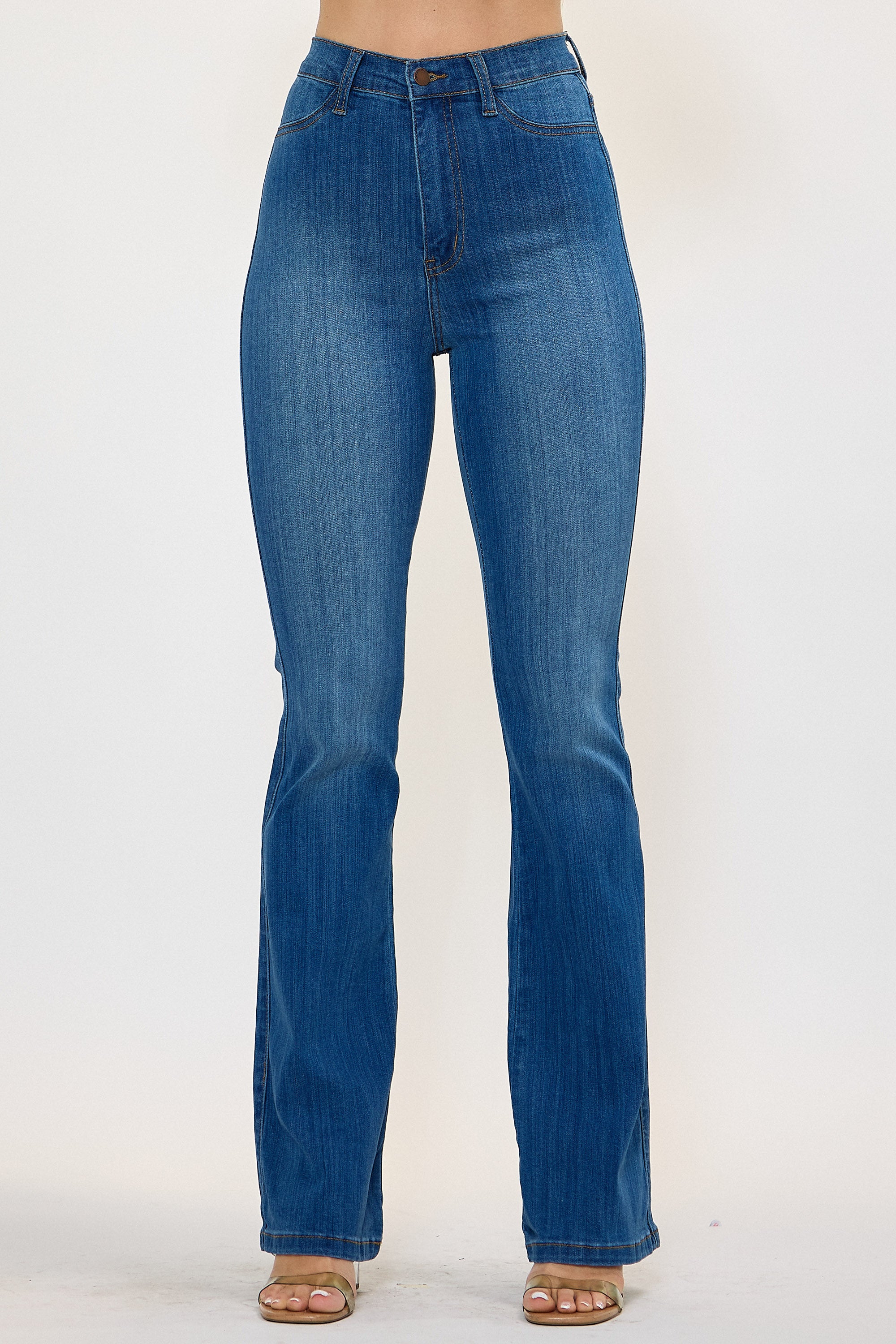 P6127] High-Rise Bootcut Jeans – Vibrant miu
