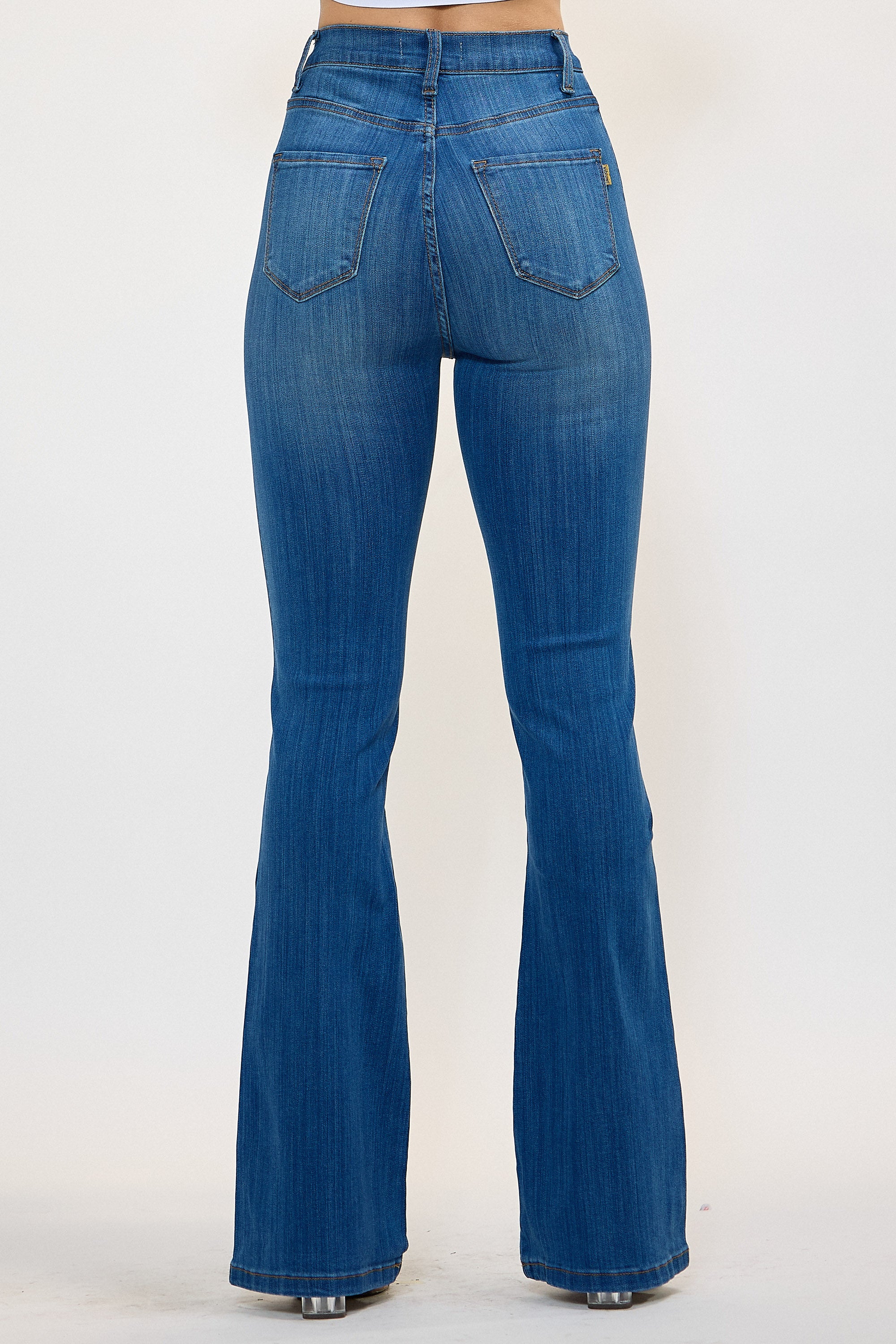 P6127] High-Rise Bootcut Jeans – Vibrant miu