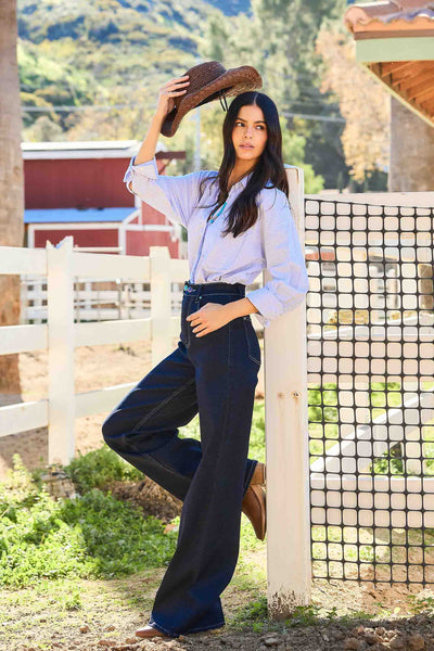 P6651] Jewel Button Wide Leg Jeans – Vibrant miu