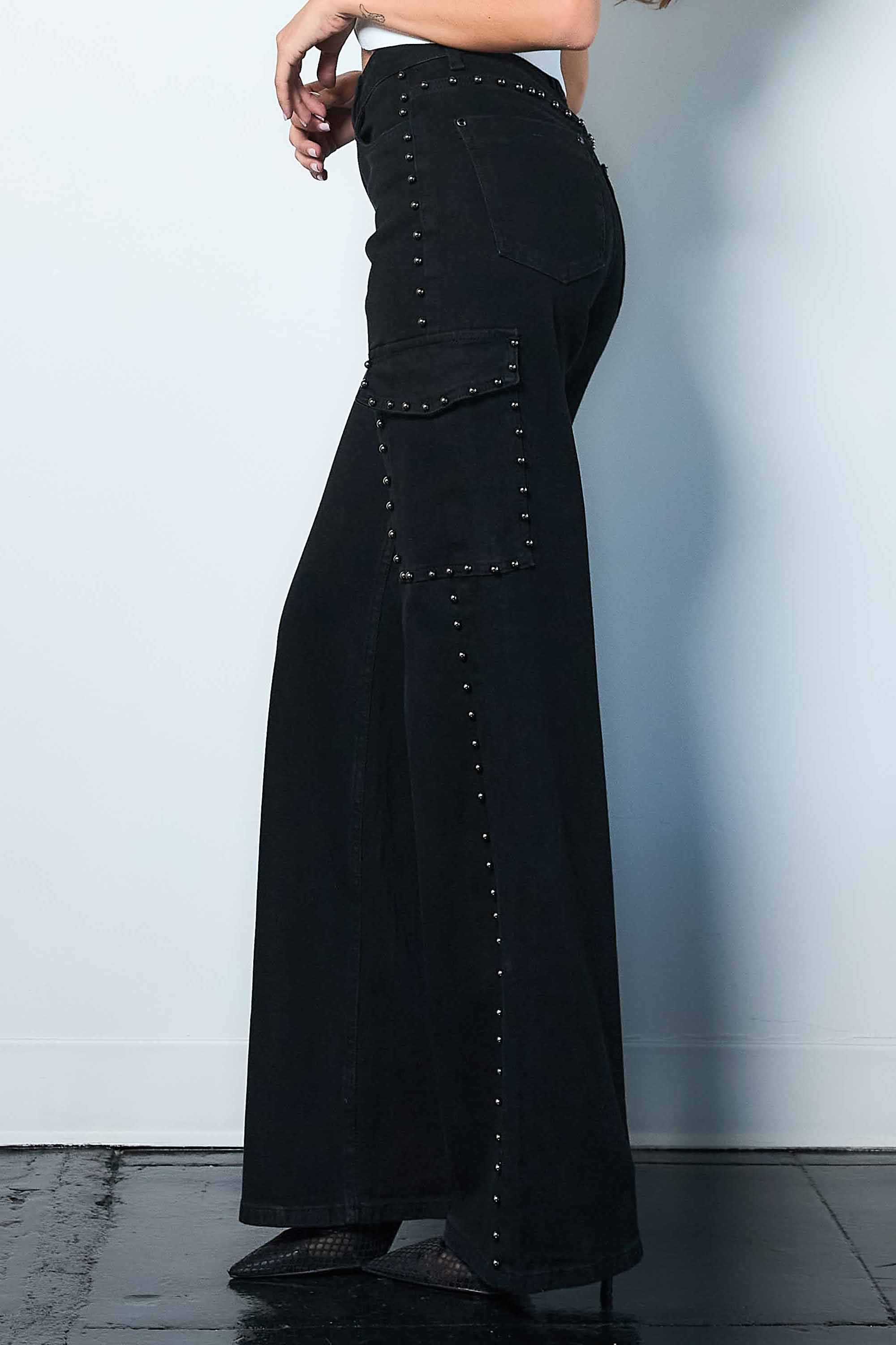 Pearl High-Rise Wide Leg Cargo Jeans – Vibrant miu