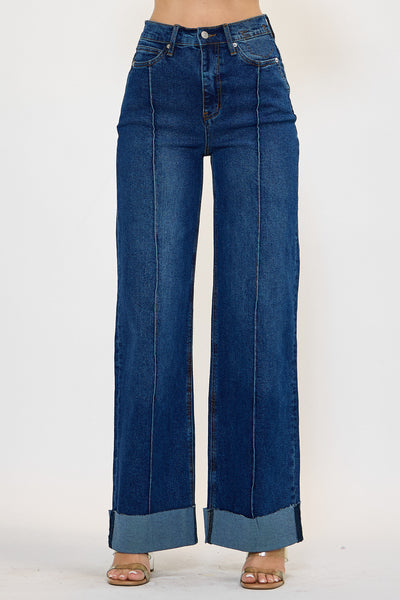 XPT352] Folded Hem Wide Leg Jeans – Vibrant miu