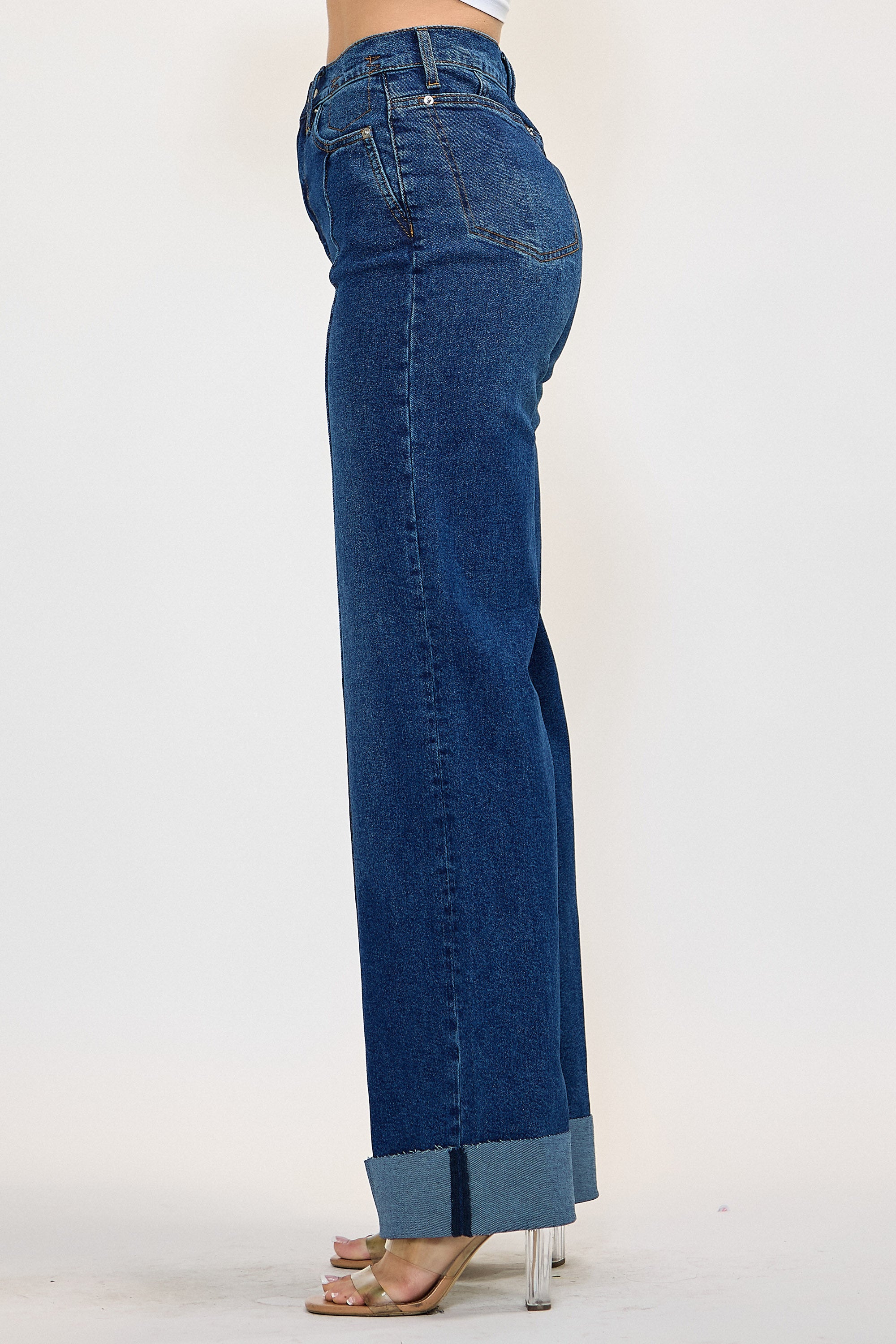 XPT352] Folded Hem Wide Leg Jeans – Vibrant miu