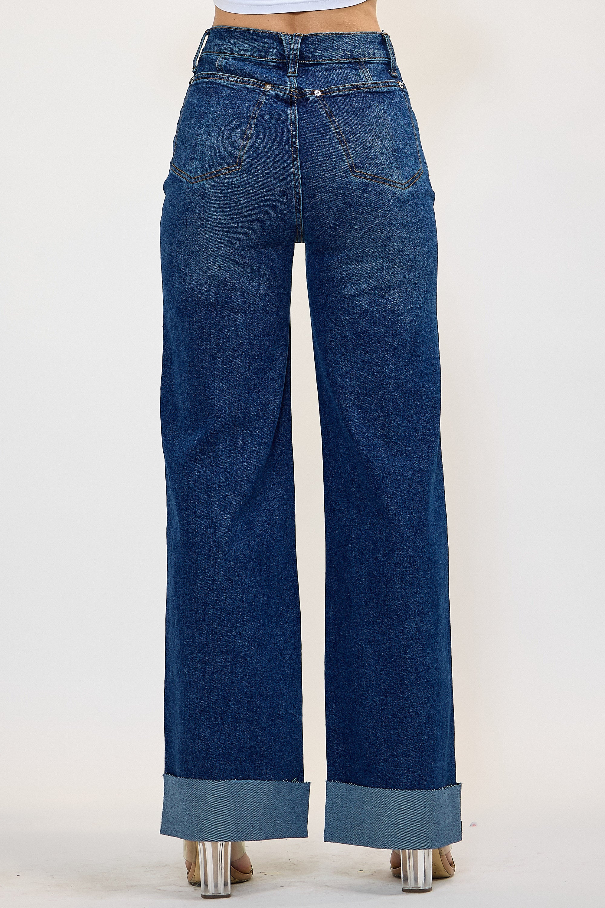 XPT352] Folded Hem Wide Leg Jeans – Vibrant miu