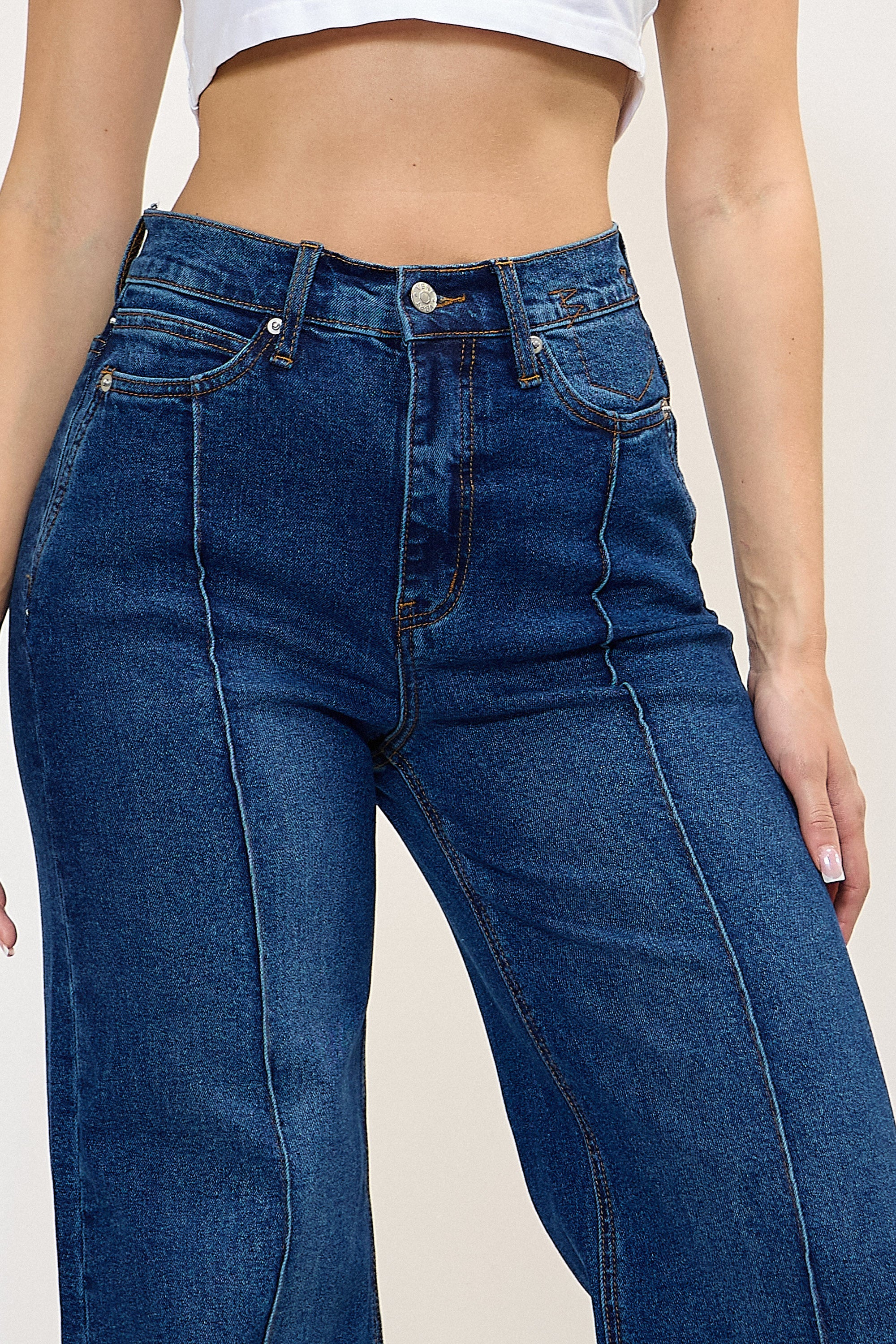 XPT352] Folded Hem Wide Leg Jeans – Vibrant miu