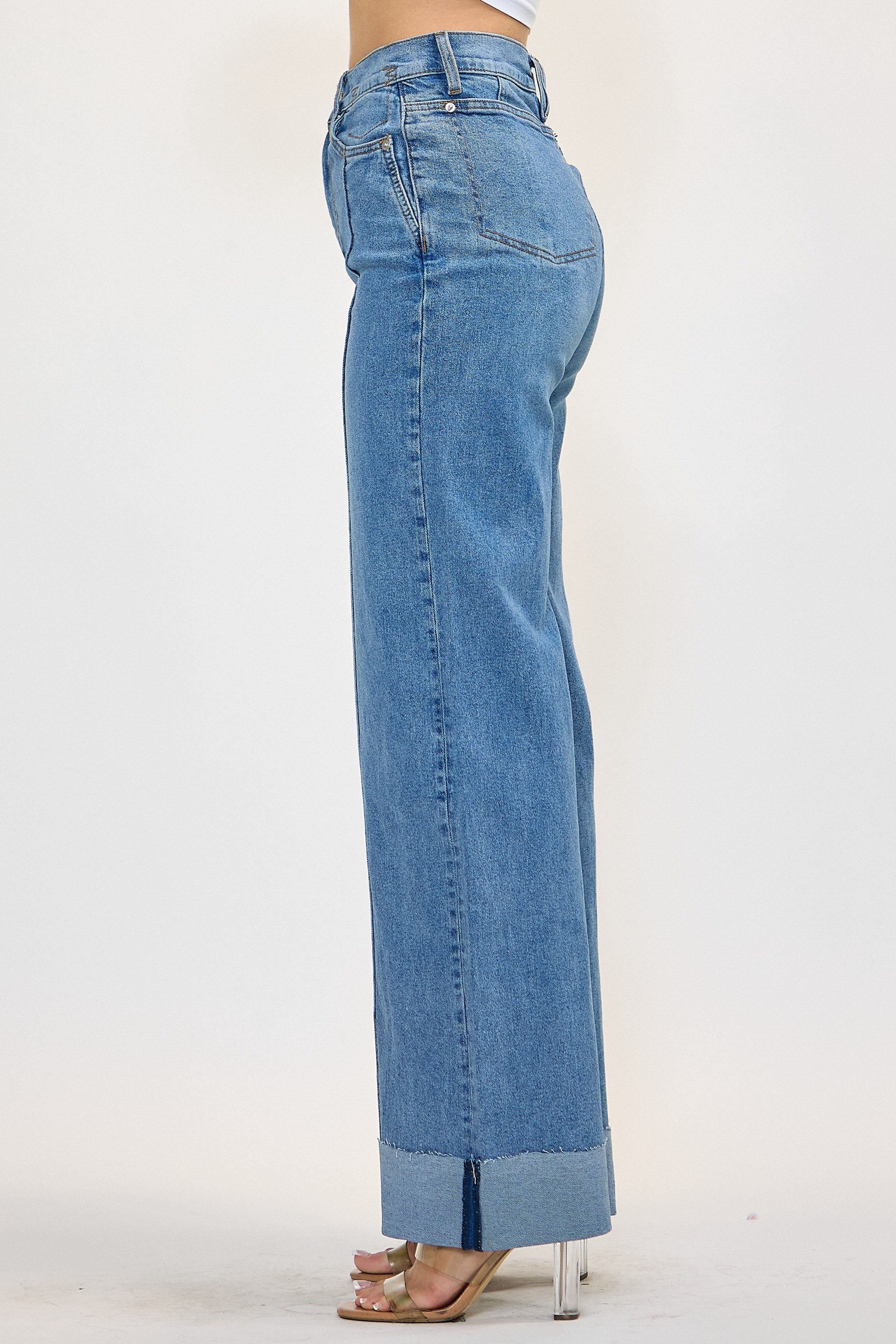 XPT352] Folded Hem Wide Leg Jeans – Vibrant miu