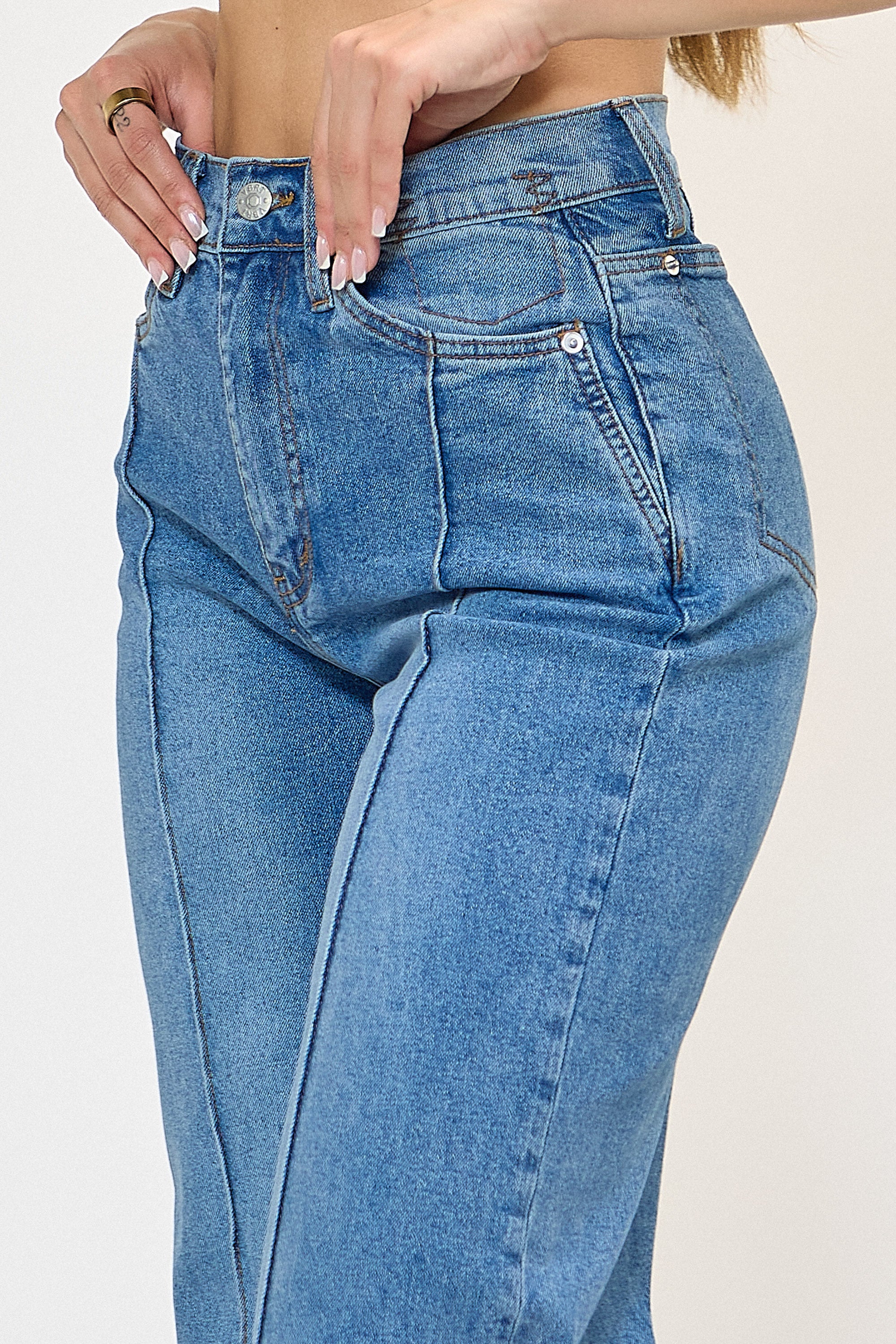 XPT352] Folded Hem Wide Leg Jeans – Vibrant miu
