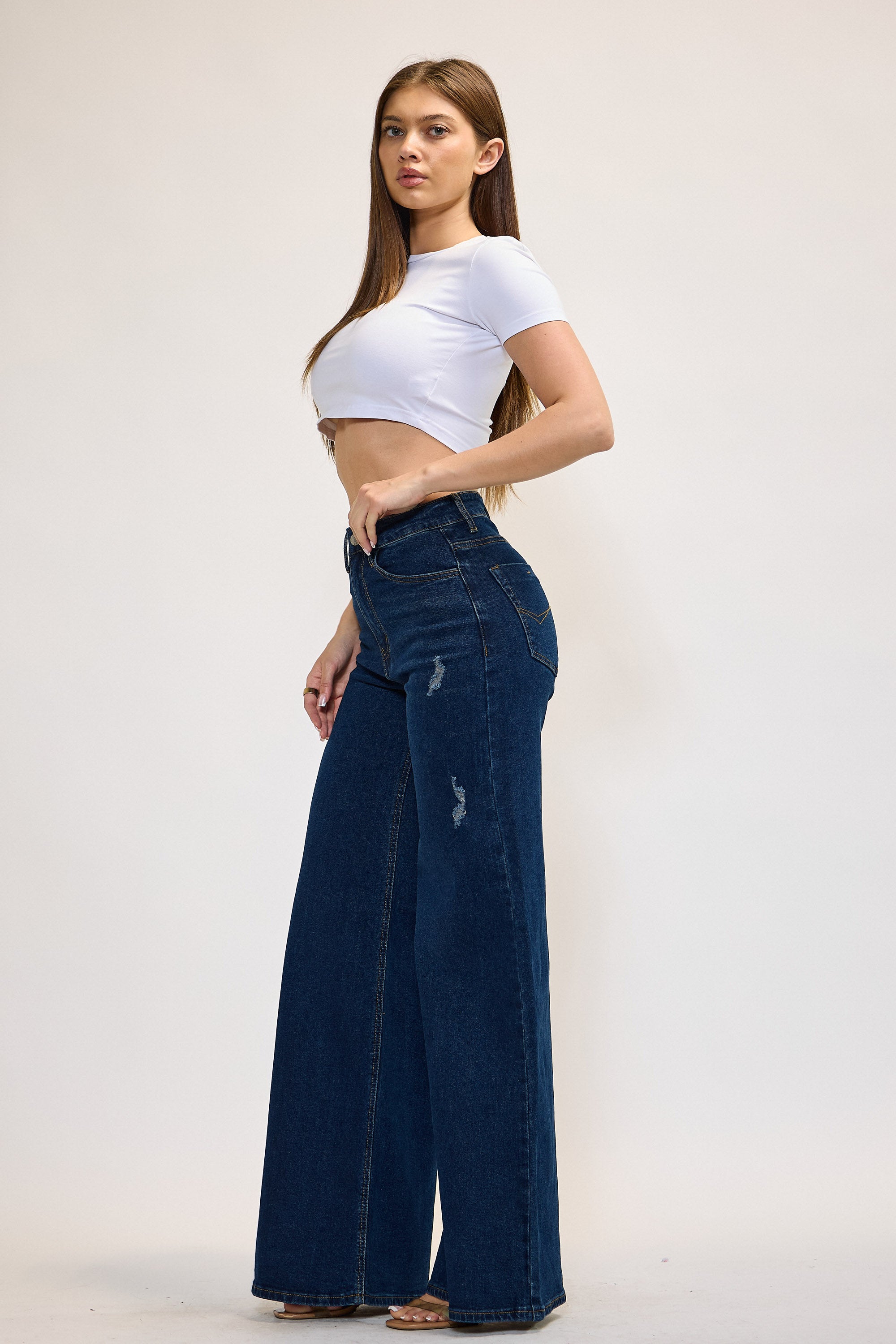 XPT409] High-Rise Extra Wide Leg Jeans – Vibrant miu