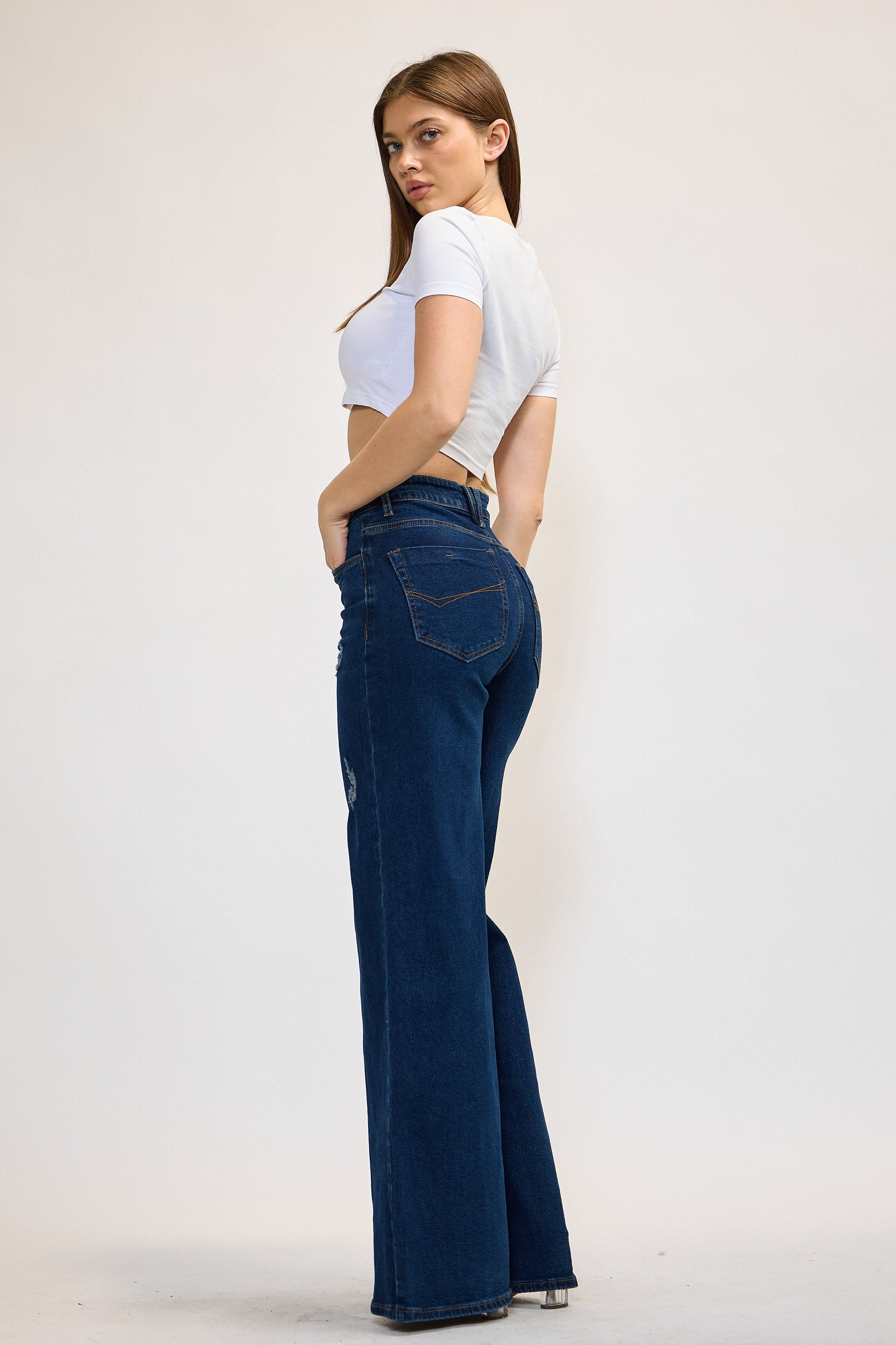 XPT409] High-Rise Extra Wide Leg Jeans – Vibrant miu