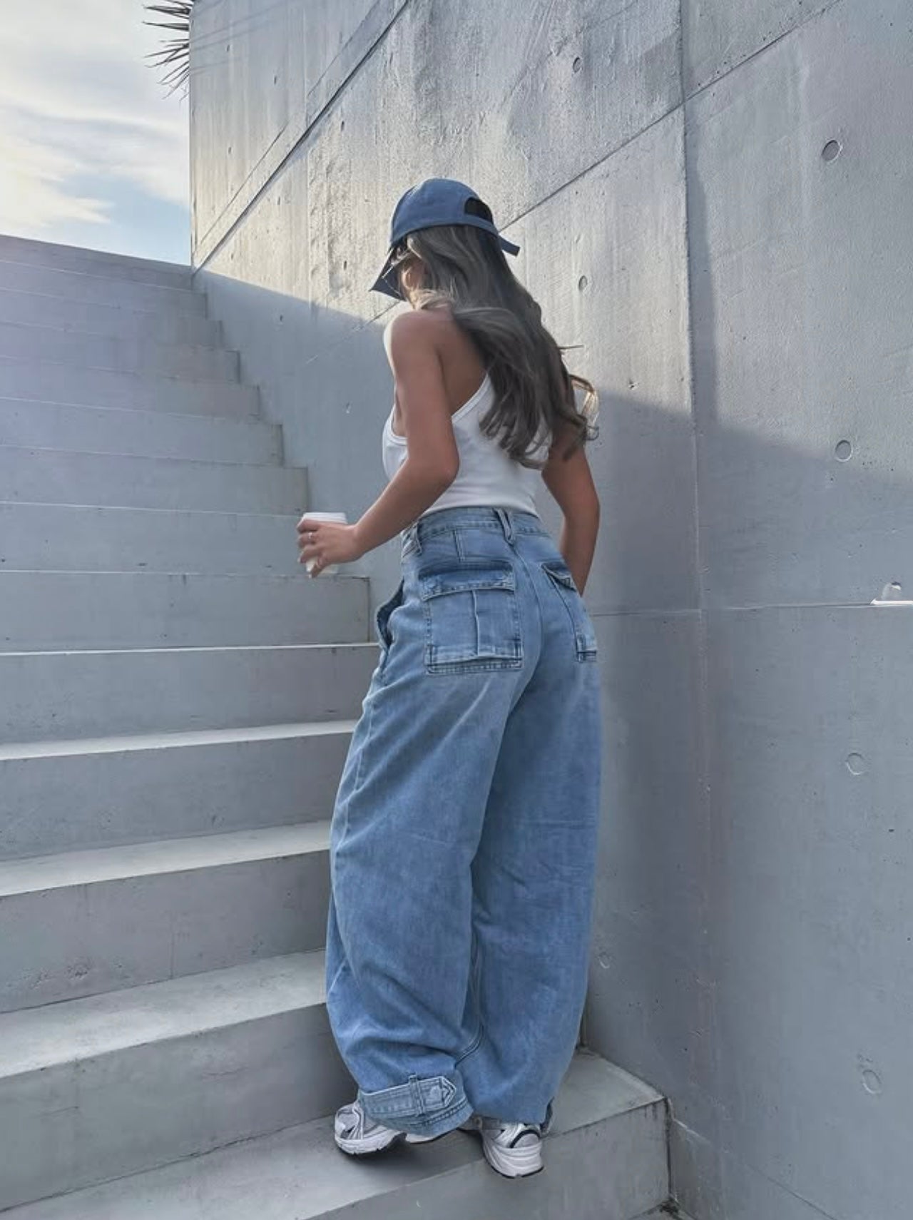 XPT471] Buckled Opening Barrel Baggy Jeans – Vibrant miu